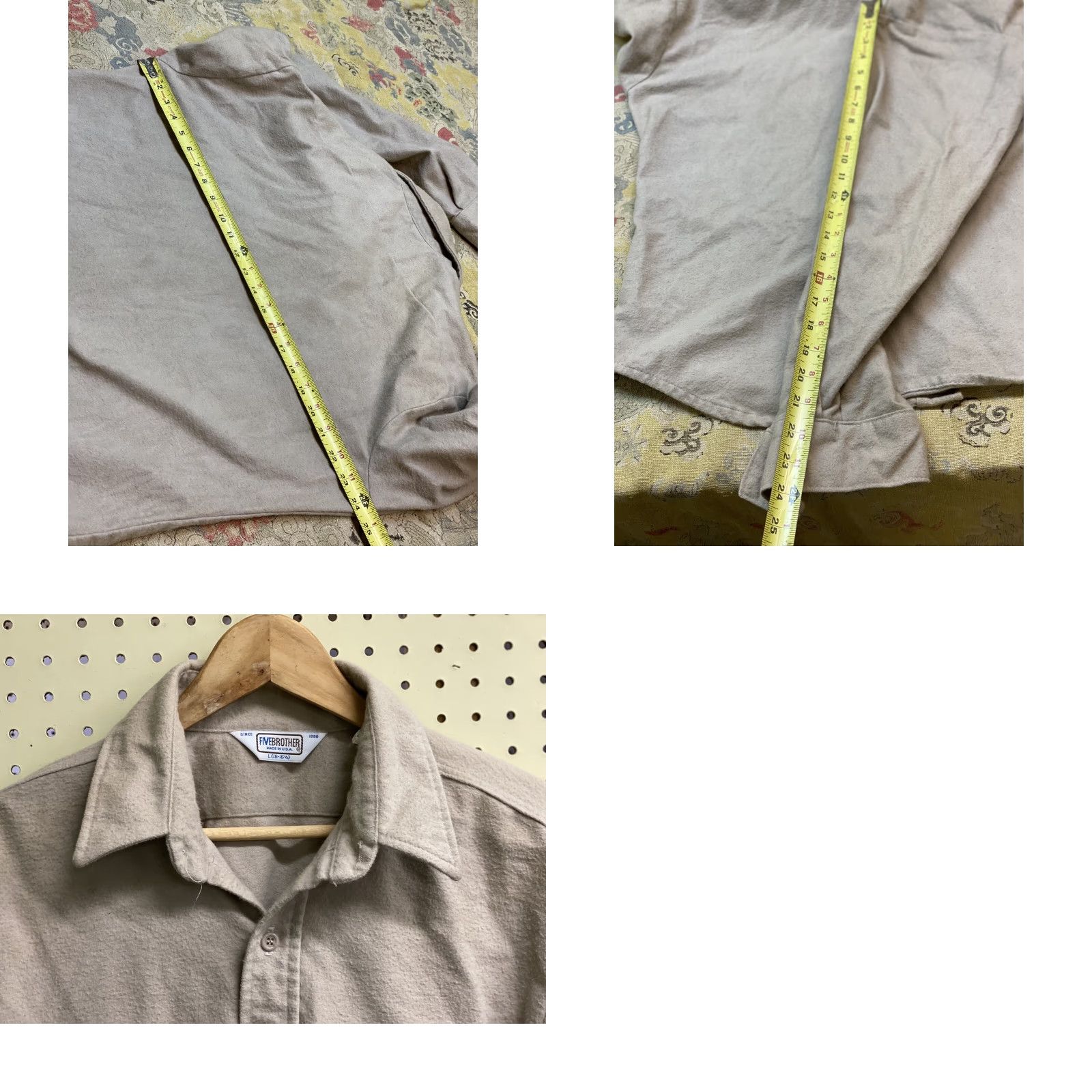 Vintage VINTAGE Five Brother Shirt Mens Large L Long Sleeve Flannel Cotton Beige Button-Up Collared Solid As Is Size US L / EU 52-54 / 3 - 8 Thumbnail