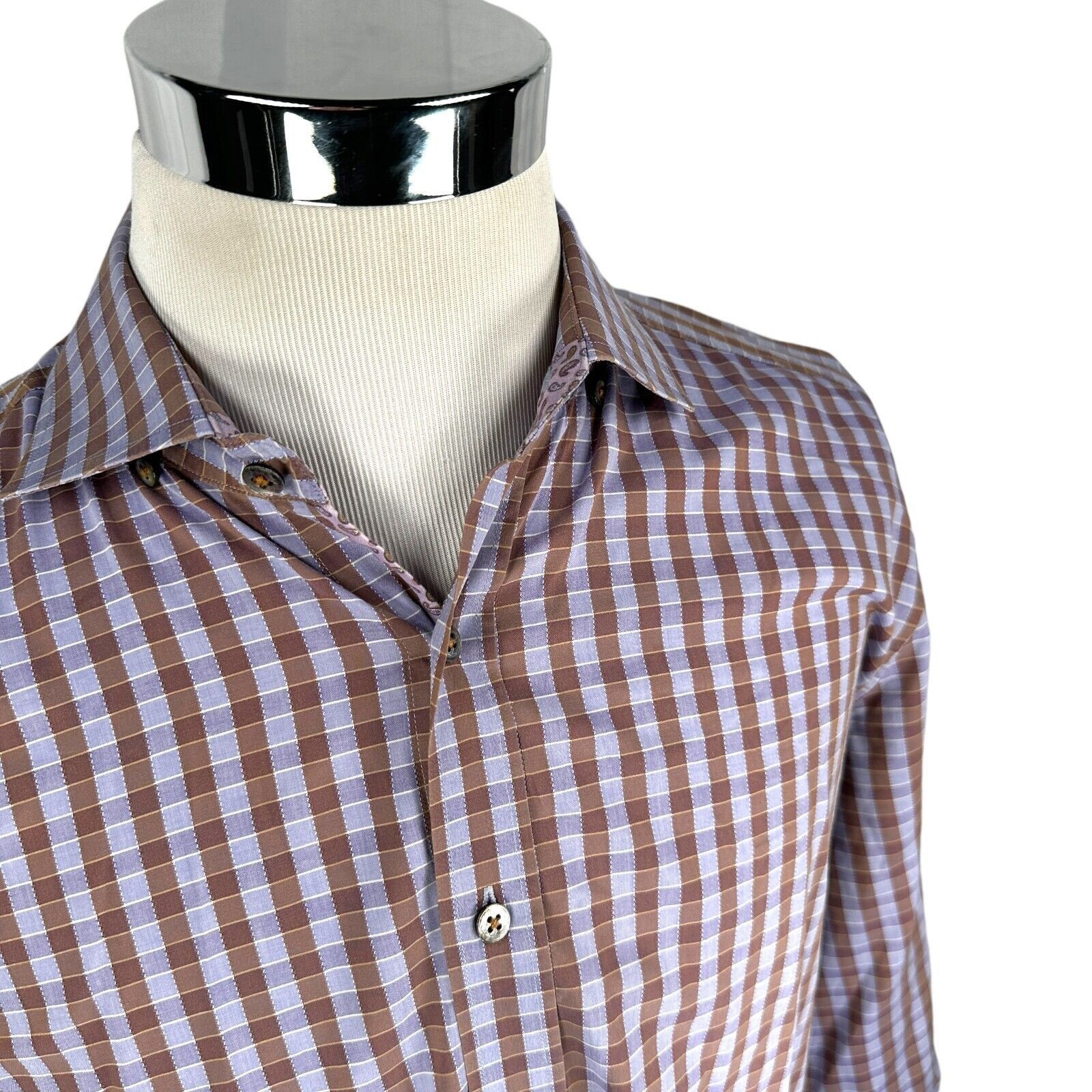 Robert Graham Robert Graham Shirt Men XL Purple Brown Check Button Up Size US XL / EU 56 / 4 - 2 Thumbnail