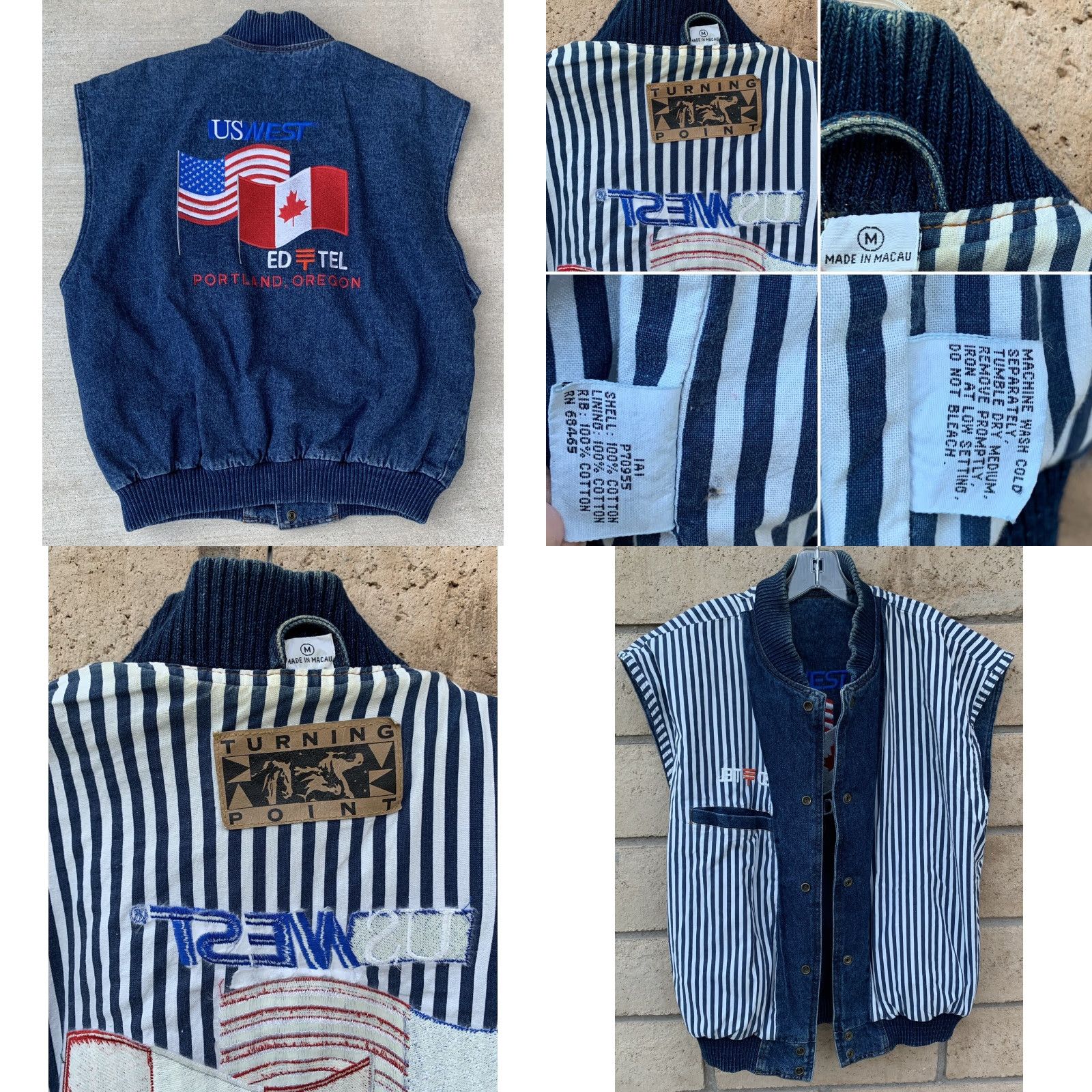 Denime Vintage Turning Point Denim Vest Cowboy US West Ed Portland Oregon Embroidered Blue M Mens Size US M / EU 48-50 / 2 - 9 Thumbnail