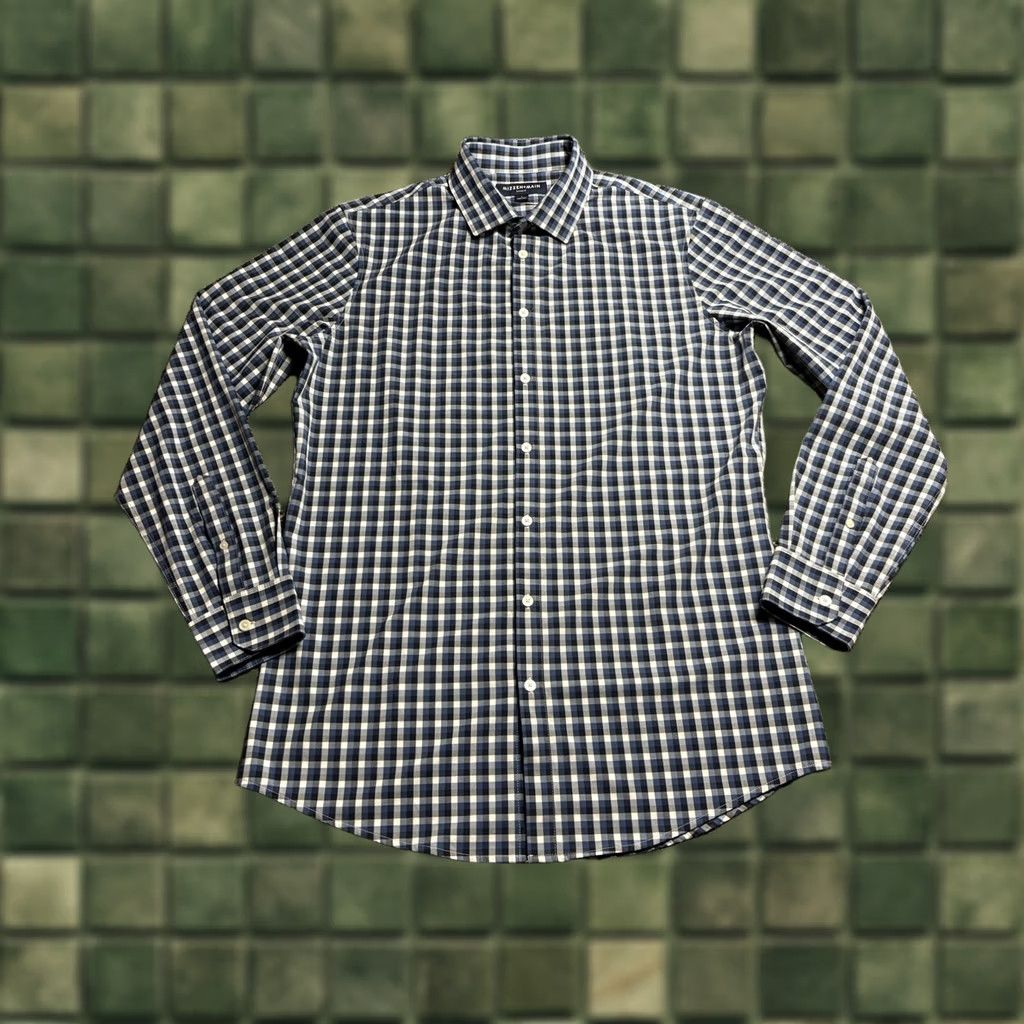 Mizzen+Main Mizzen+Main Leeward Shirt Mens Large Tall Blue Check Plaid Stretch Polyester Spandex Button-Up Collared Size US L / EU 52-54 / 3 - 1 Thumbnail