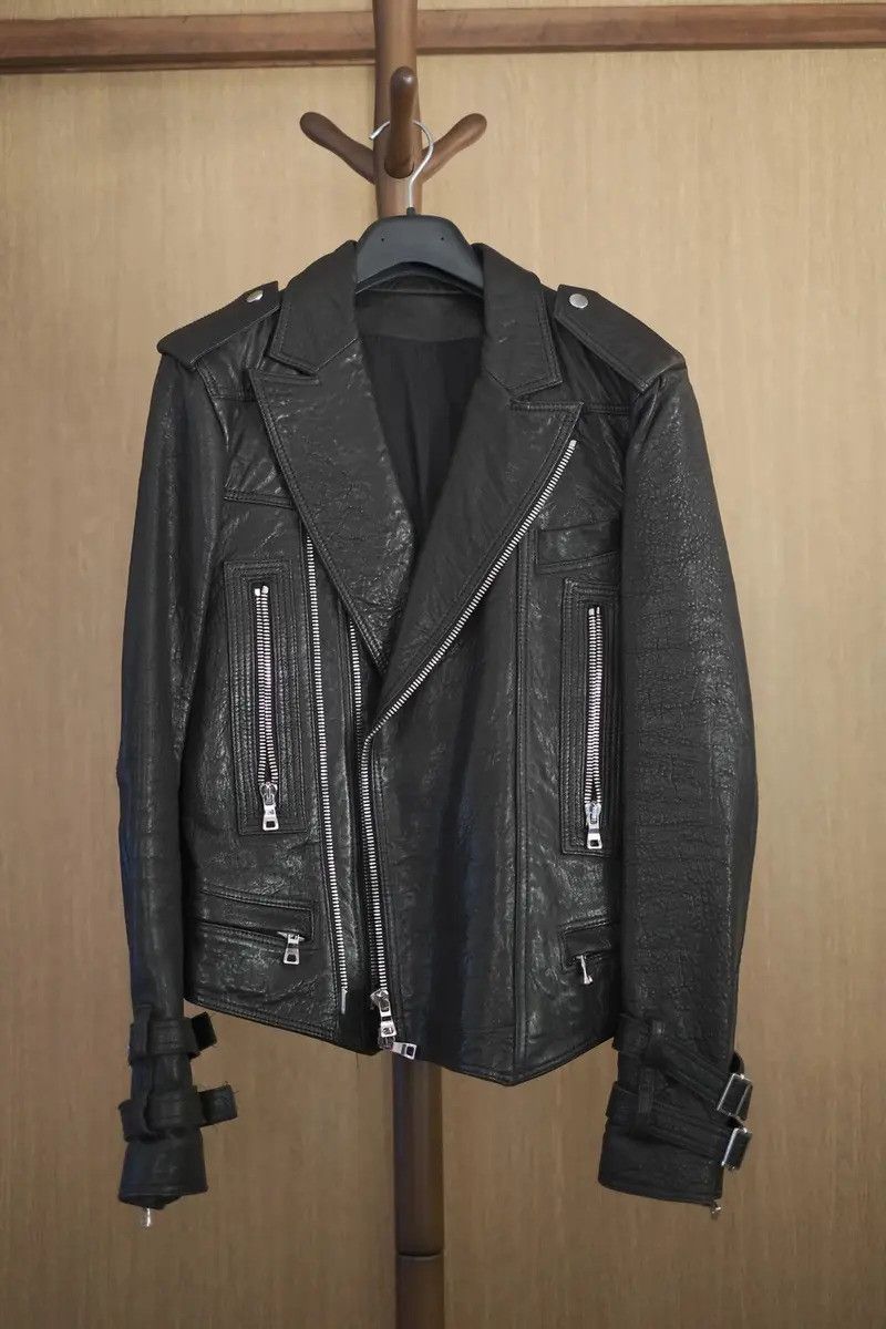Balmain Black Pebble Leather Perfecto Biker Jacket Size US S / EU 44-46 / 1 - 1 Thumbnail