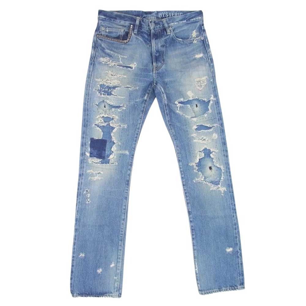 image of Hysteric Glamour Ripped And Studded Straight Jeans 31 Inch, Men's