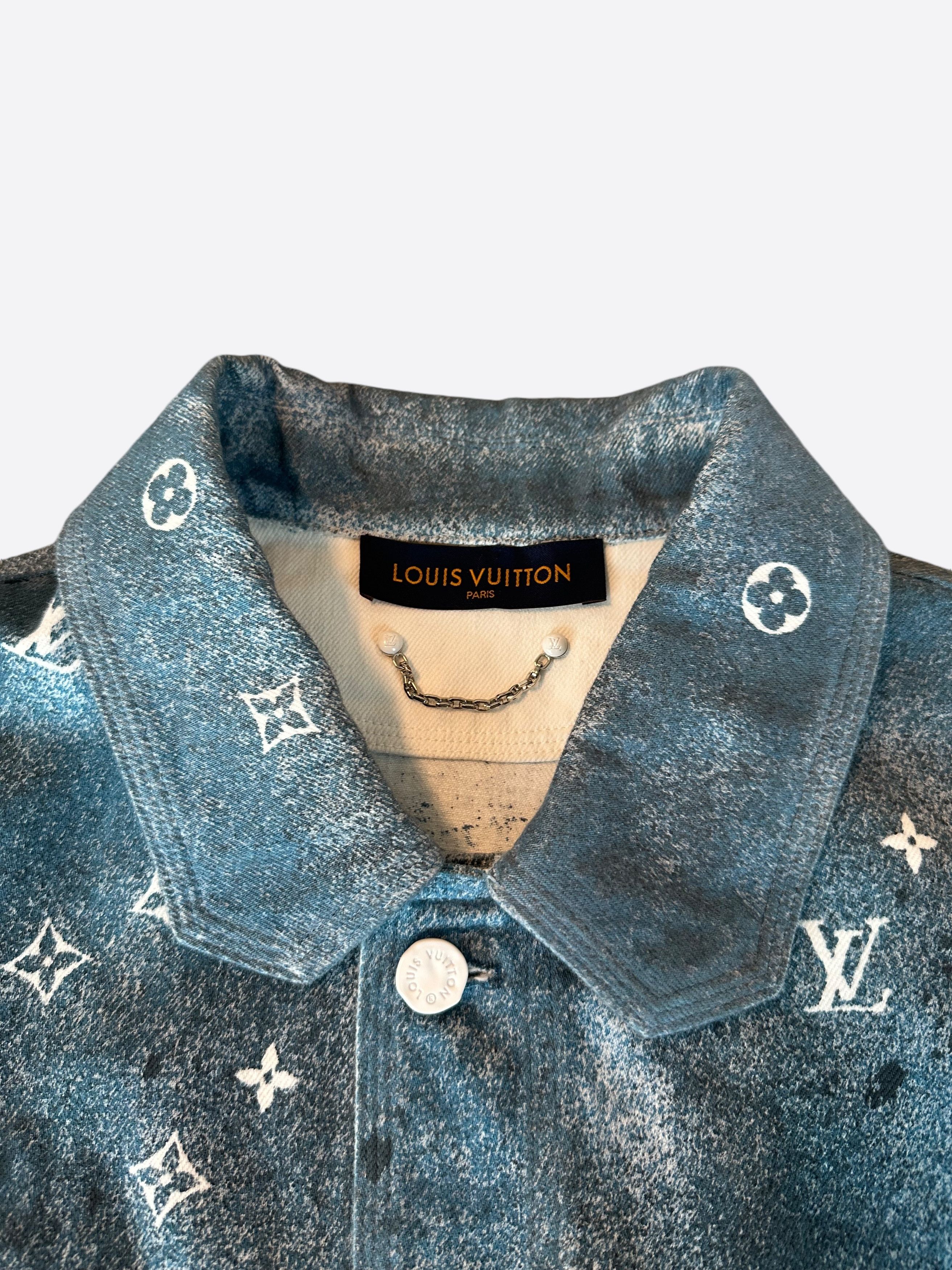 Louis Vuitton Blue & White Gradient Snowfall Monogram Denim Jacket Size US XXL / EU 58 / 5 - 3 Thumbnail