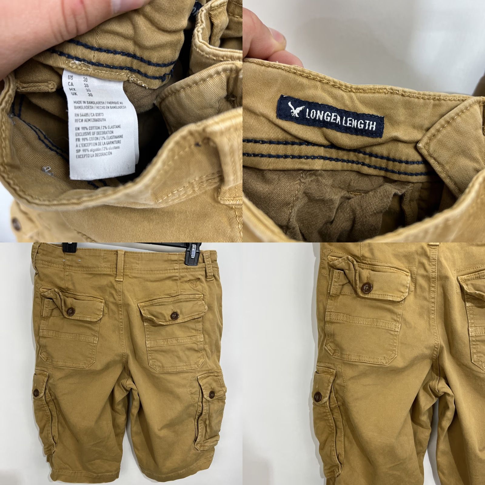 American Eagle Outfitters American Eagle Cargo Shorts Mens 30 Khaki 12in Inseam Zip Pocket Stretch Classic Cargo Size US 30 / EU 46 - 8 Thumbnail