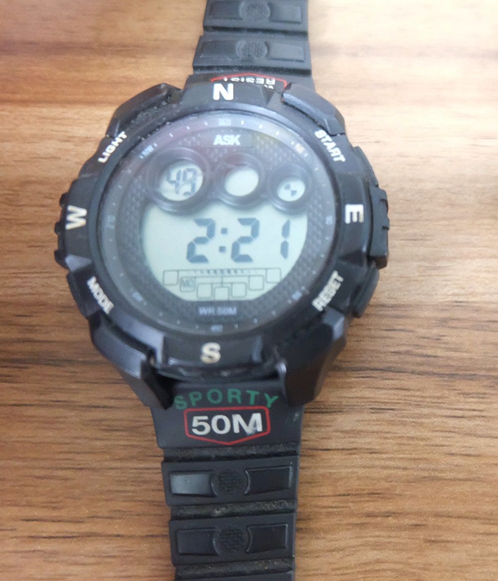 Ask Digital Watch in Black, Men's