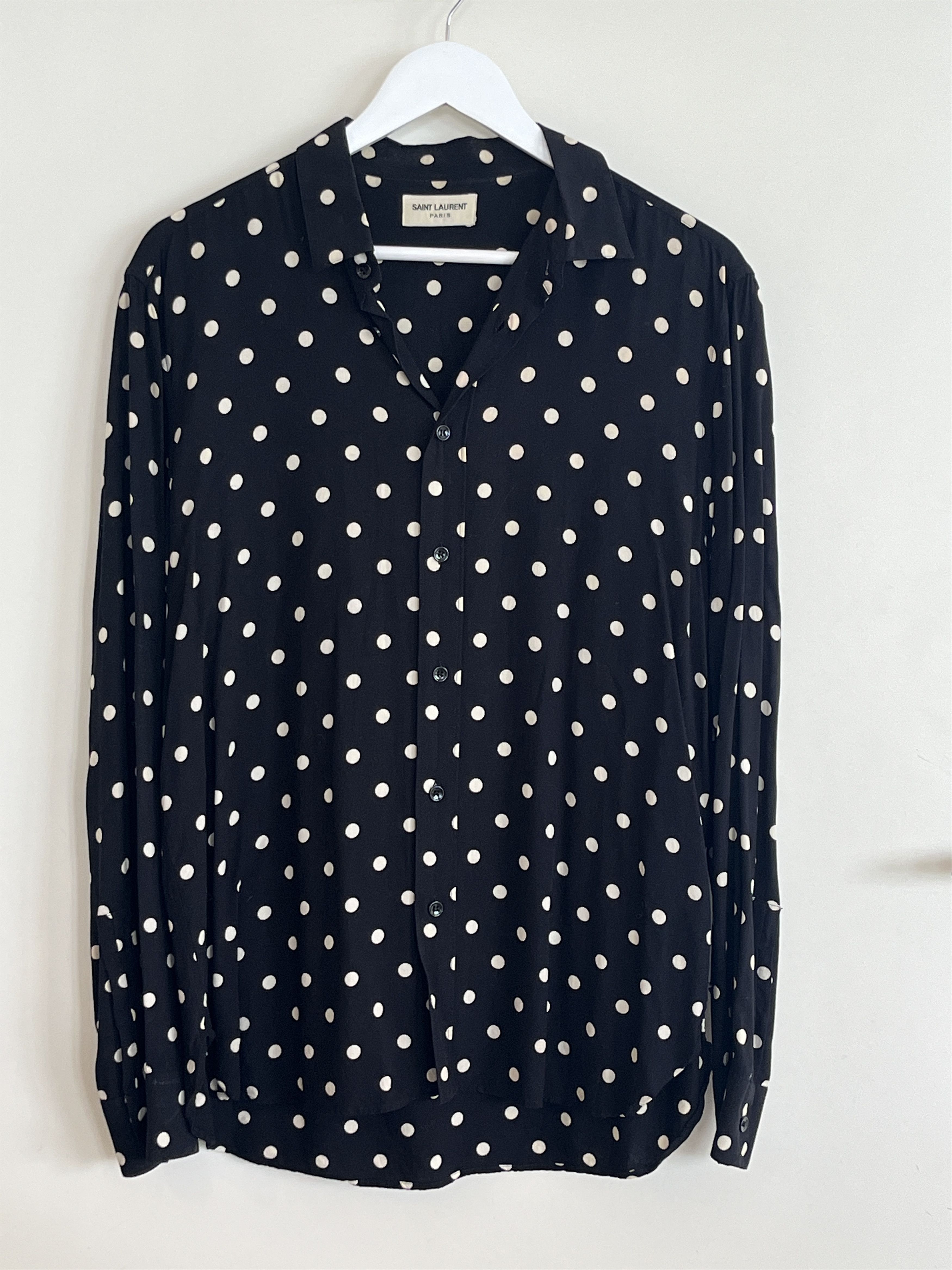 Saint Laurent Paris SS16 Silk Polka Dot Shirt Size US M / EU 48-50 / 2 - 1 Thumbnail