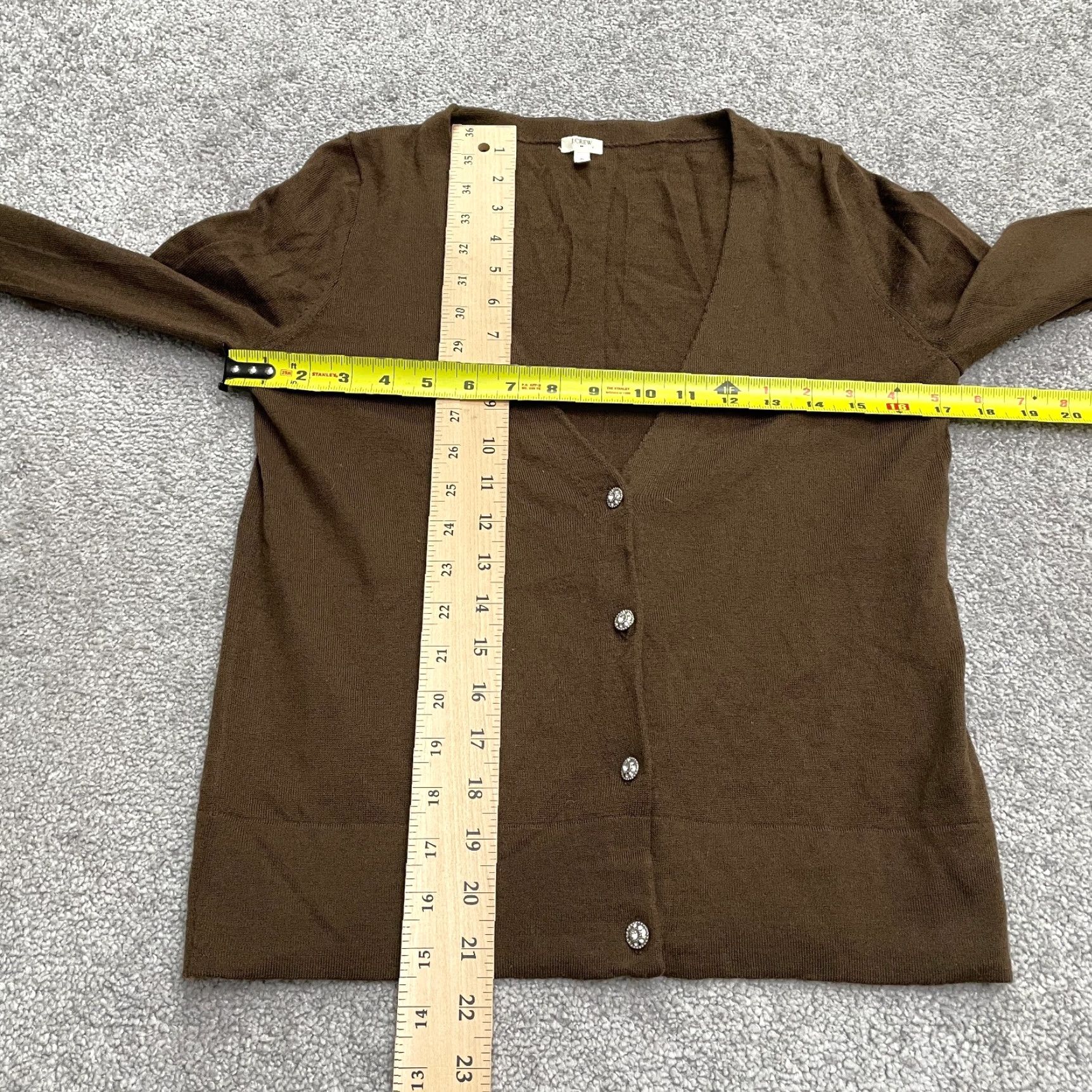 J.Crew J.Crew Wool Cardigan Sweater Womens Small Moss Green V-Neck Casual Lightweight Long Sleeve Size S / US 4 / IT 40 - 7 Thumbnail
