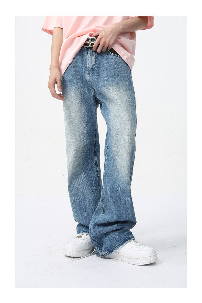 Japanese Brand Men's Retro Clean Fit Straight Leg Washed Loose Fit Jeans Size US 32 / EU 48 - 2 Thumbnail