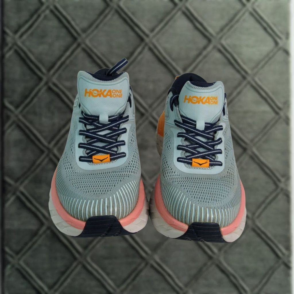 Vintage Hoka One One Womens BONDI 7 Running Sneakers Orange Gray Size 9 Athletic Size US 9 / IT 39 - 1 Thumbnail