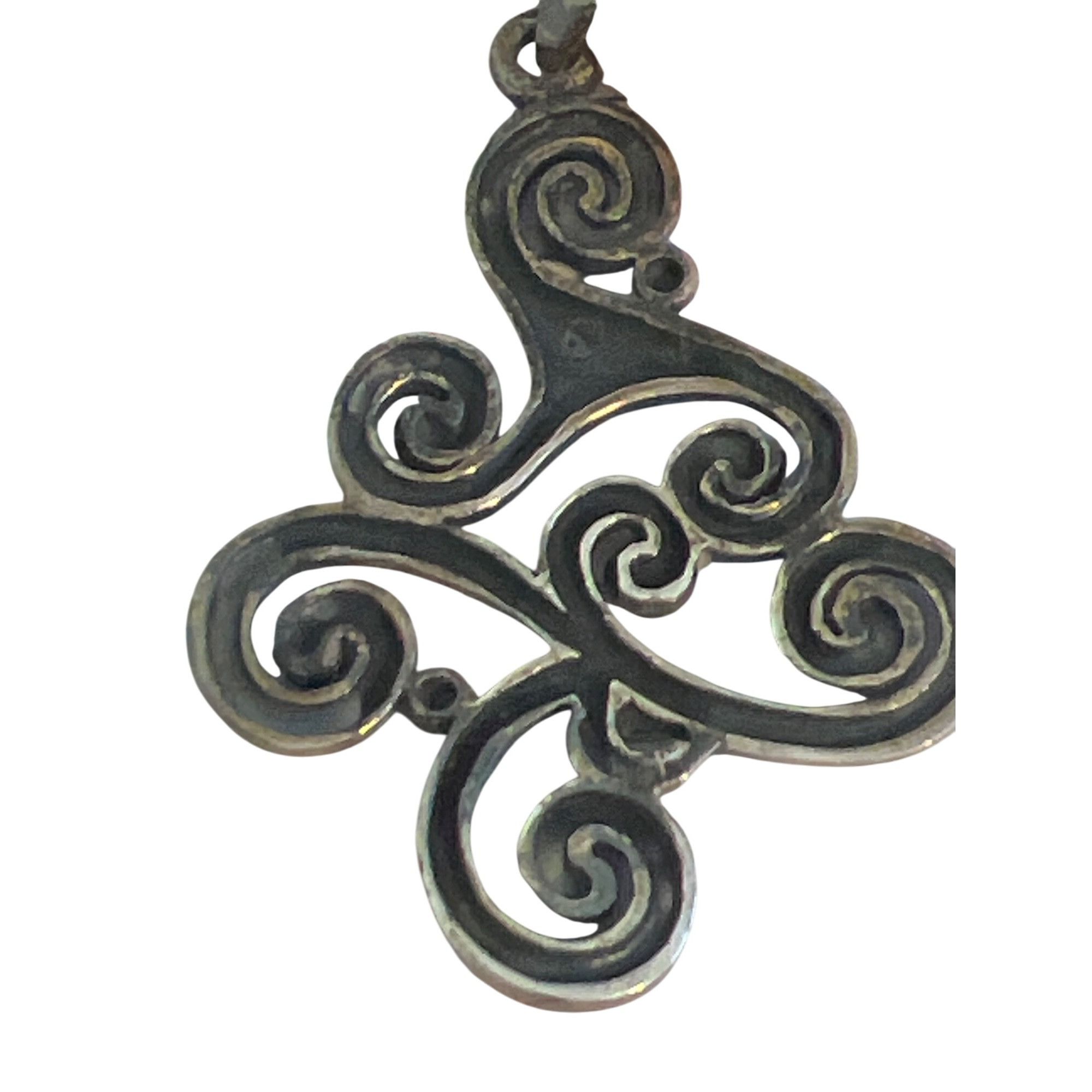 Other Vintage Sterling Silver Swirl Pendant Necklace Sheer Ribbon Size ONE SIZE - 5 Thumbnail