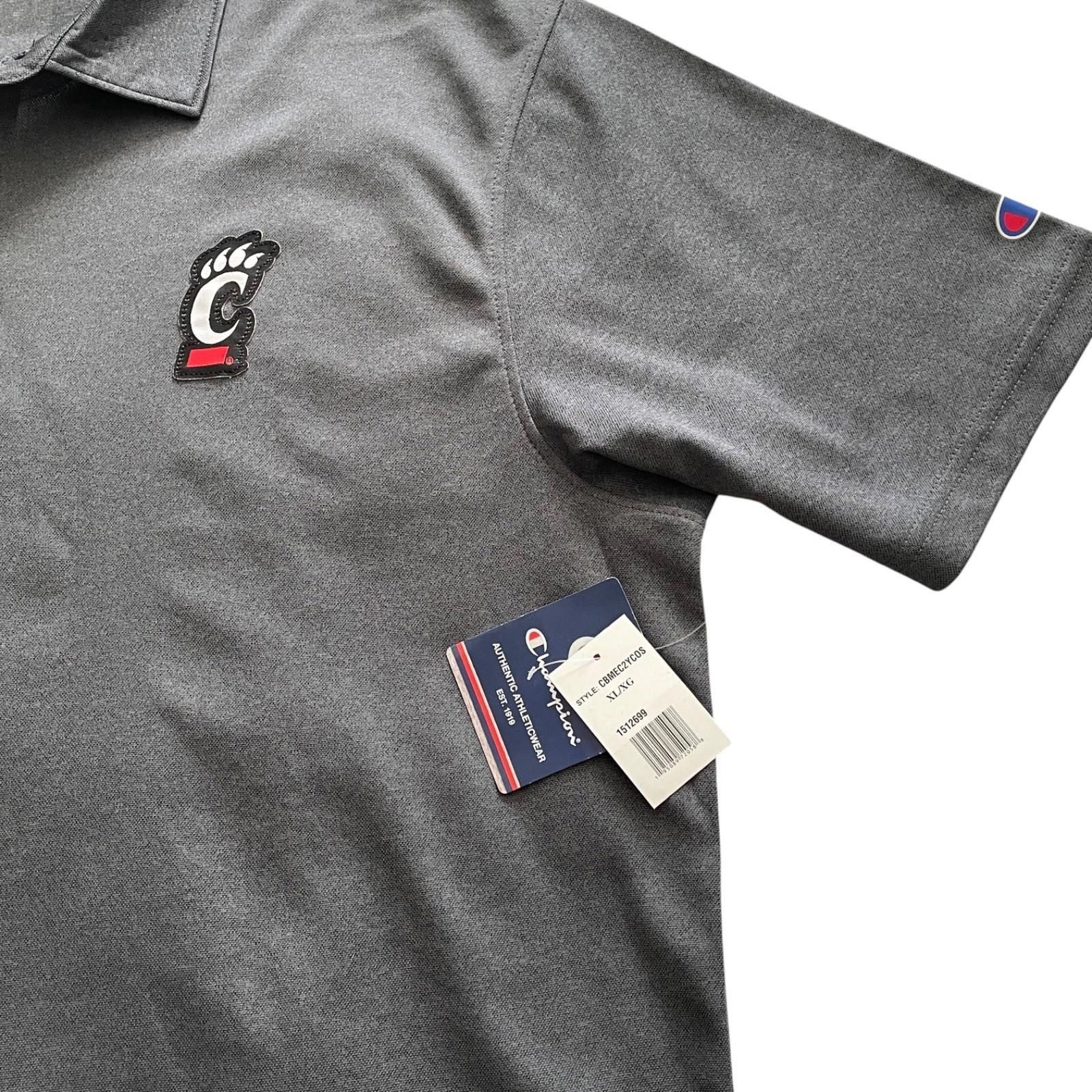 Champion University Of Cincinnati UC Bearcats Mens Gray Polo Shirt XL Size ONE SIZE - 5 Thumbnail