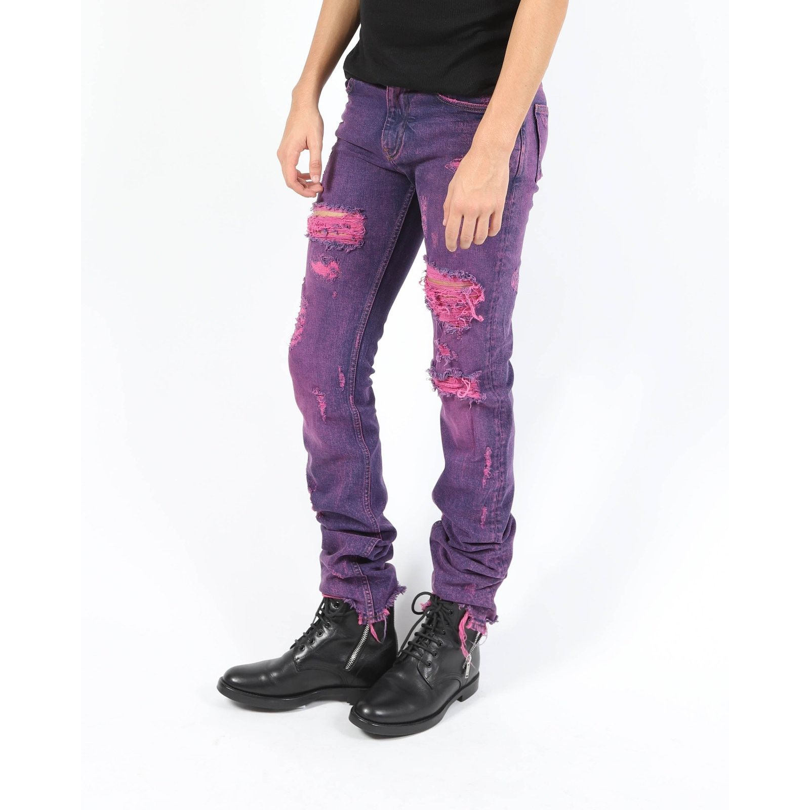 Calvin Klein 205W39NYC SS19 Purple Distressed Denim Sample Size US 30 / EU 46 - 3 Thumbnail