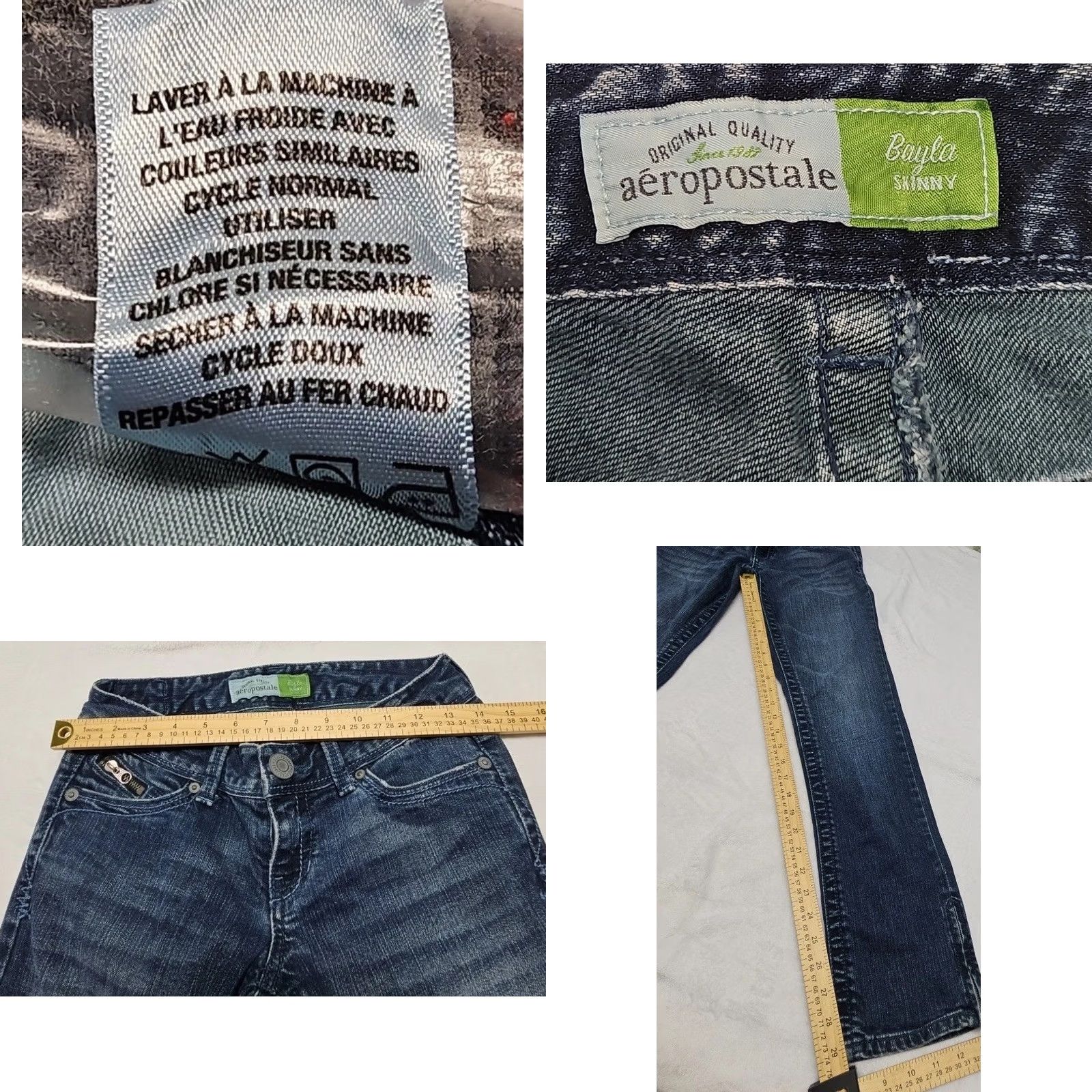 Vintage Aéropostale Bayla Skinny Jeans Jeans Women 1/2 Regular Dark Blue Stretch 29in Low Rise Y2K Boys? (remove mis). Size 25" / US 0 / IT 36 - 8 Thumbnail
