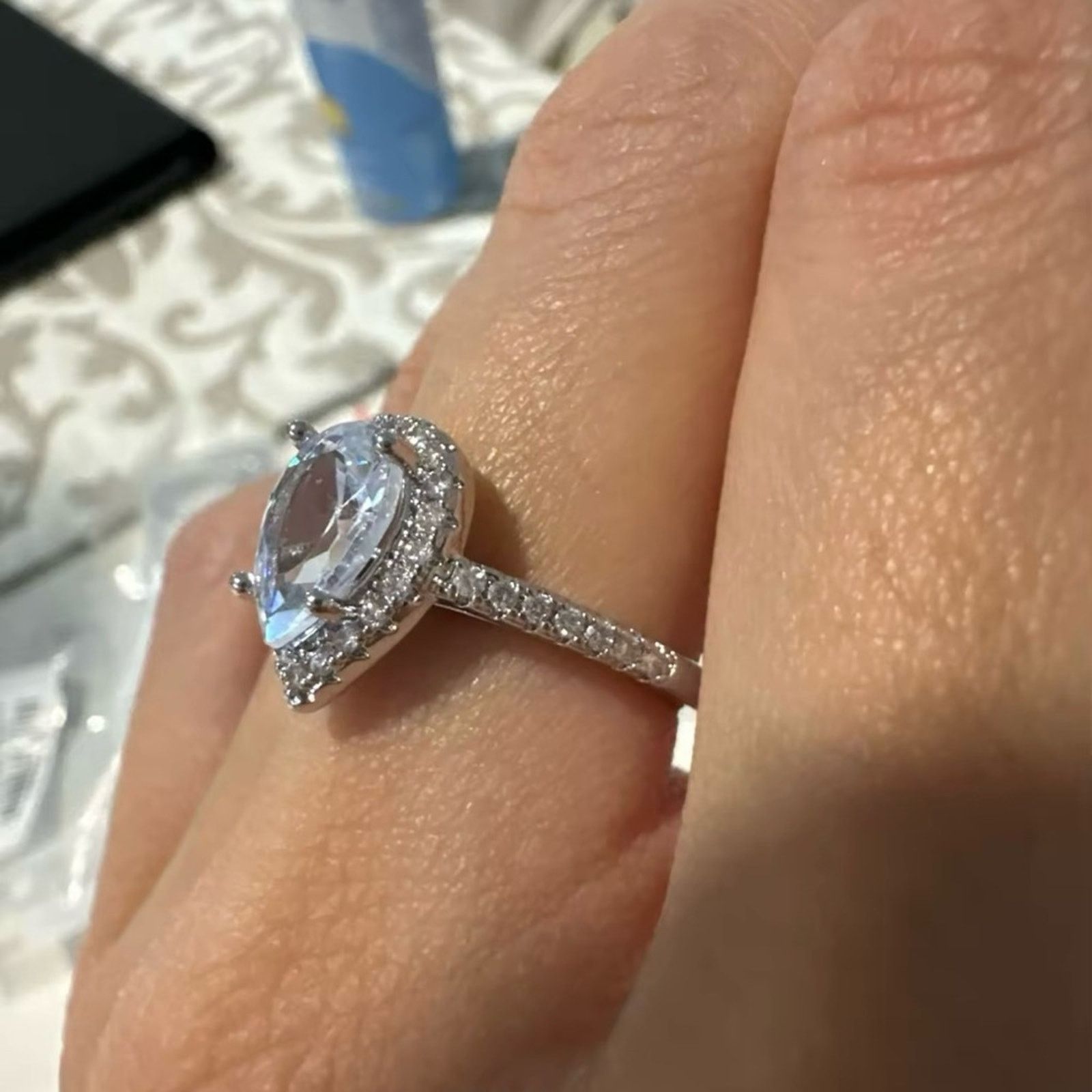 Other Water Drop Women Ring Micro Paved Crystal Zircon Ring 7, 8 Size ONE SIZE - 5 Thumbnail