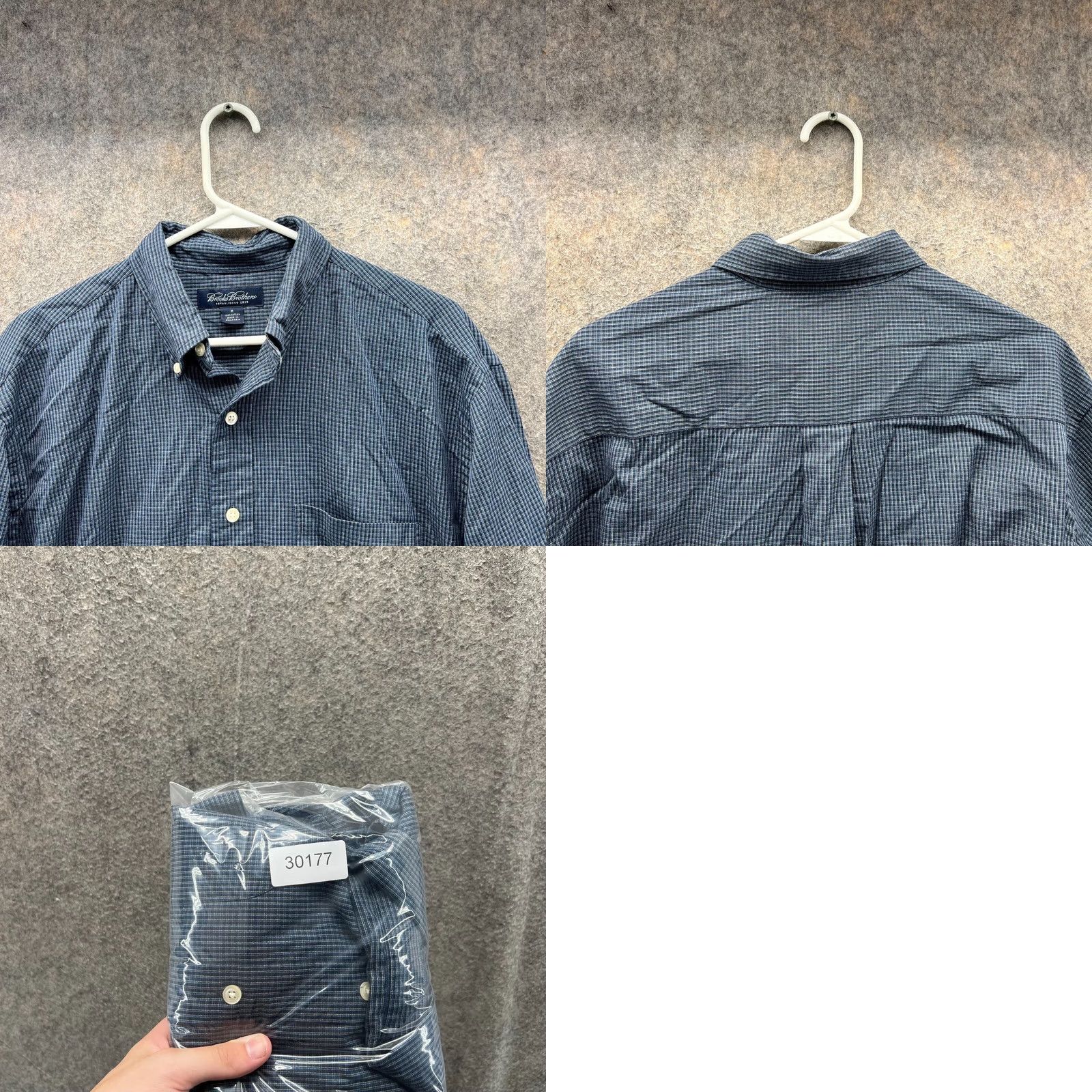 Brooks Brothers Brooks Brothers Dress Shirt Mens Medium Blue Navy Gingham - Vintage - Size 40R - 8 Thumbnail