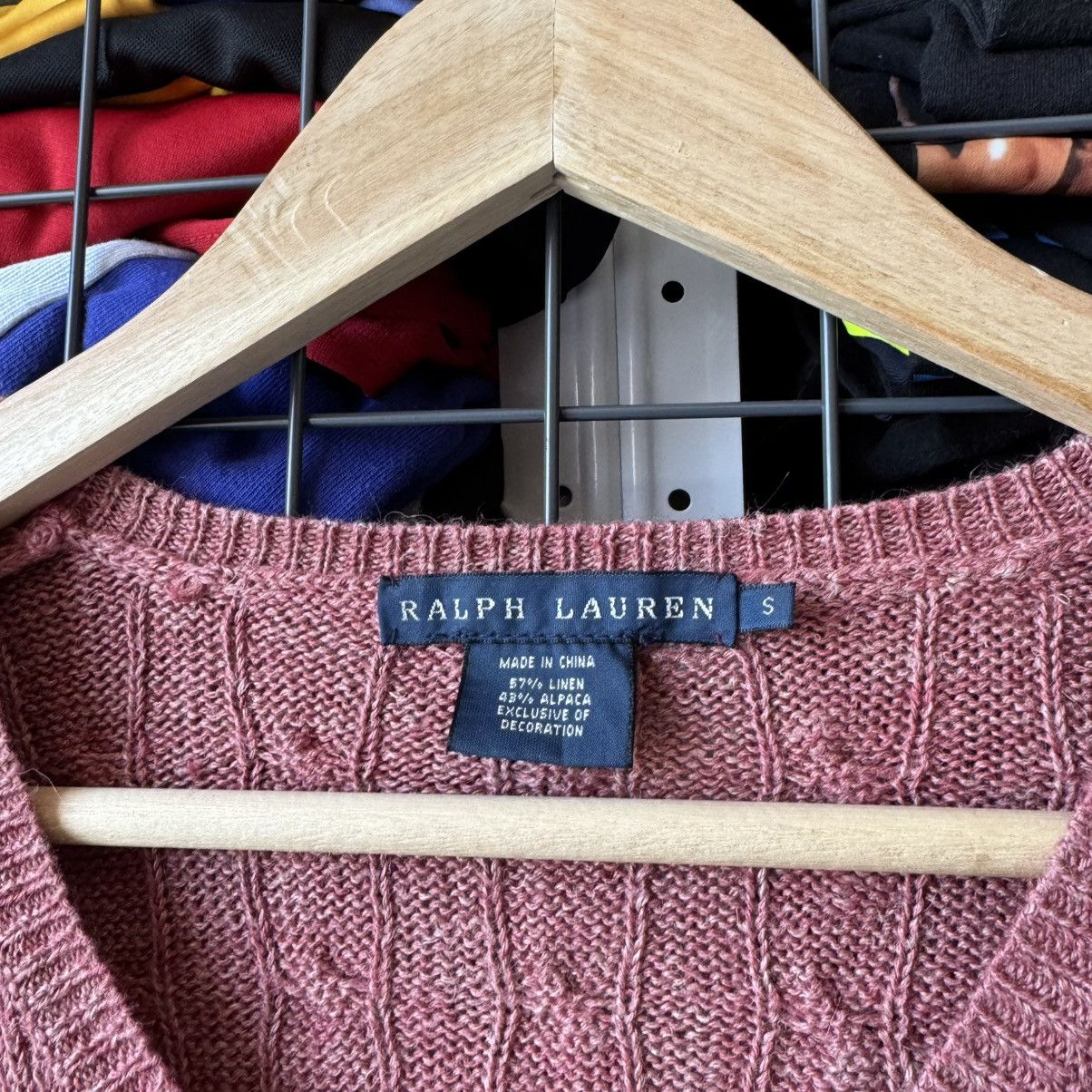 Polo Ralph Lauren Vintage Polo Ralph Lauren Cable Knit V-neck Pink Sweater Size S / US 4 / IT 40 - 4 Thumbnail