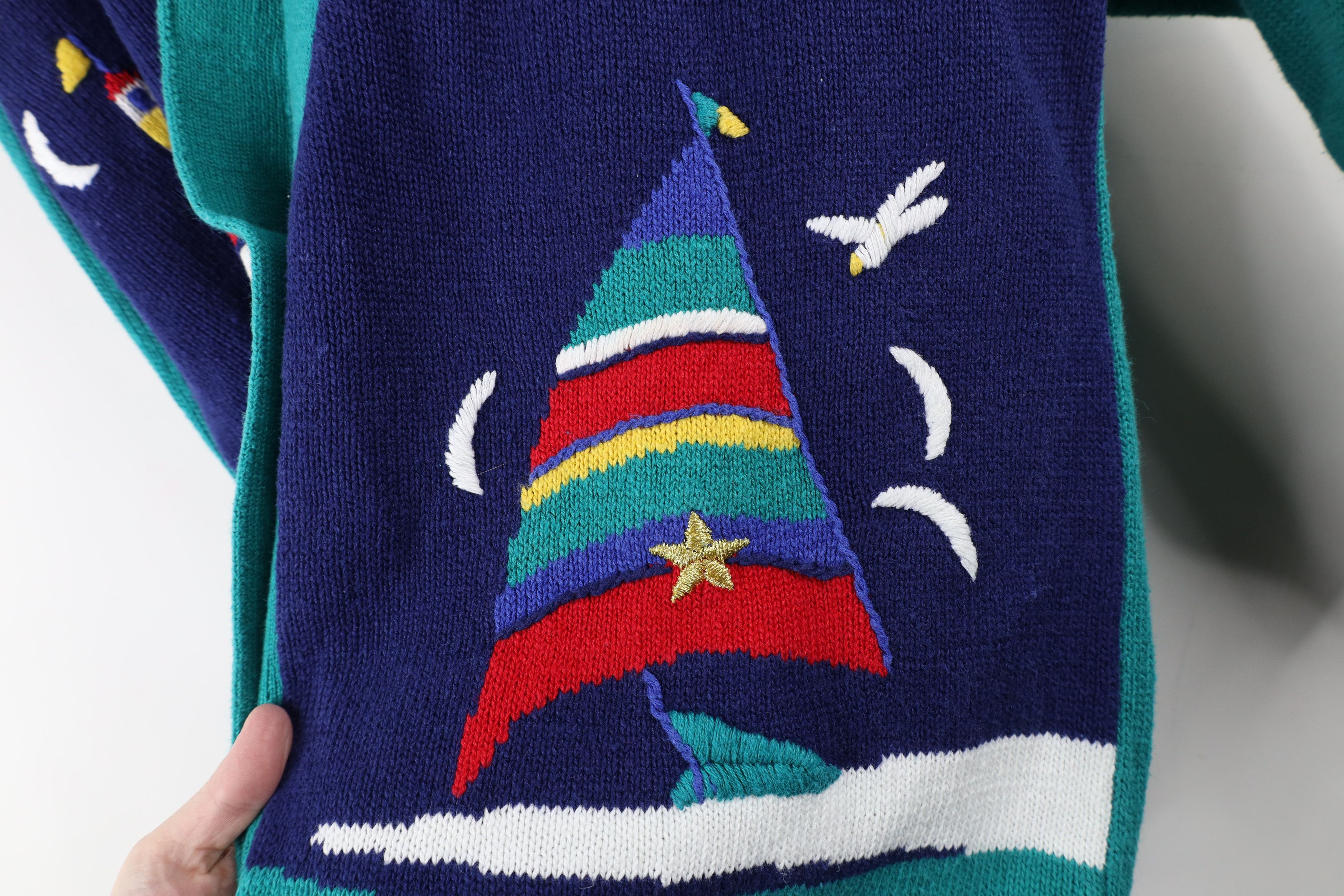 Vintage Vintage 90s Streetwear Sailing Over Print Cardigan Sweater Size XXL / US 16-18 / IT 52-54 - 5 Thumbnail