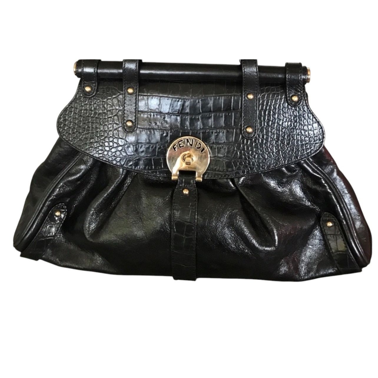 Fendi Fendi Crocodile-Trimmed Magic Bag Black Size ONE SIZE - 13 Thumbnail
