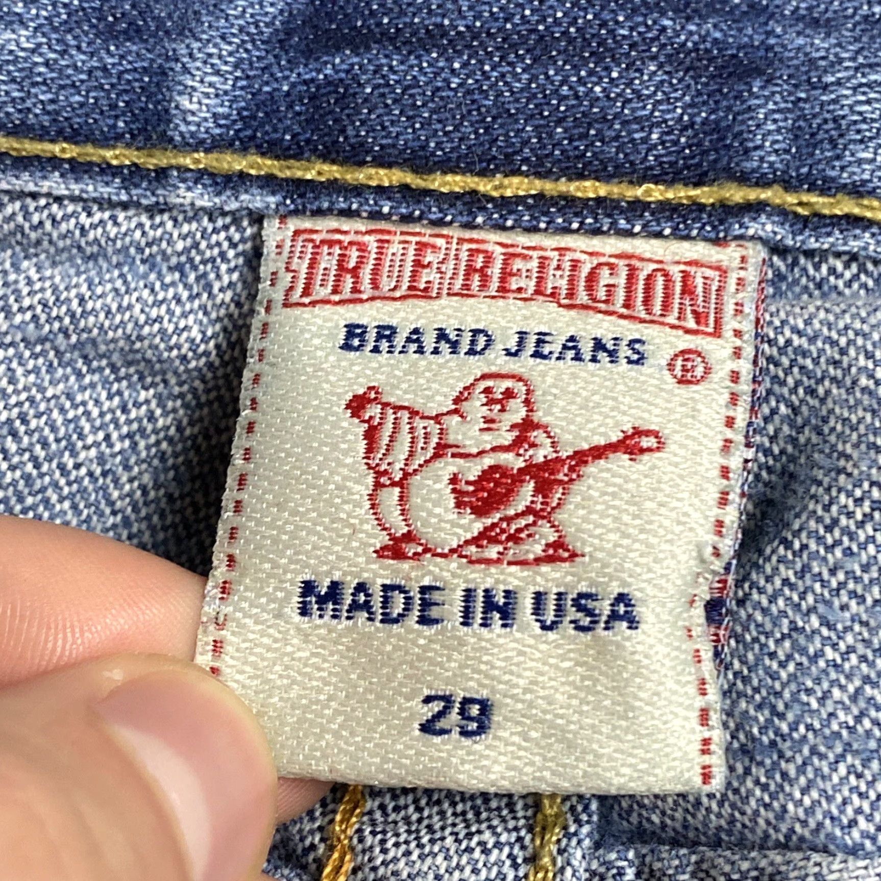 True Religion VINTAGE True Religion Ricky Straight Leg Distressed Denim Jeans Blue 29 (32x34) Mens 90s Size US 29 - 5 Thumbnail