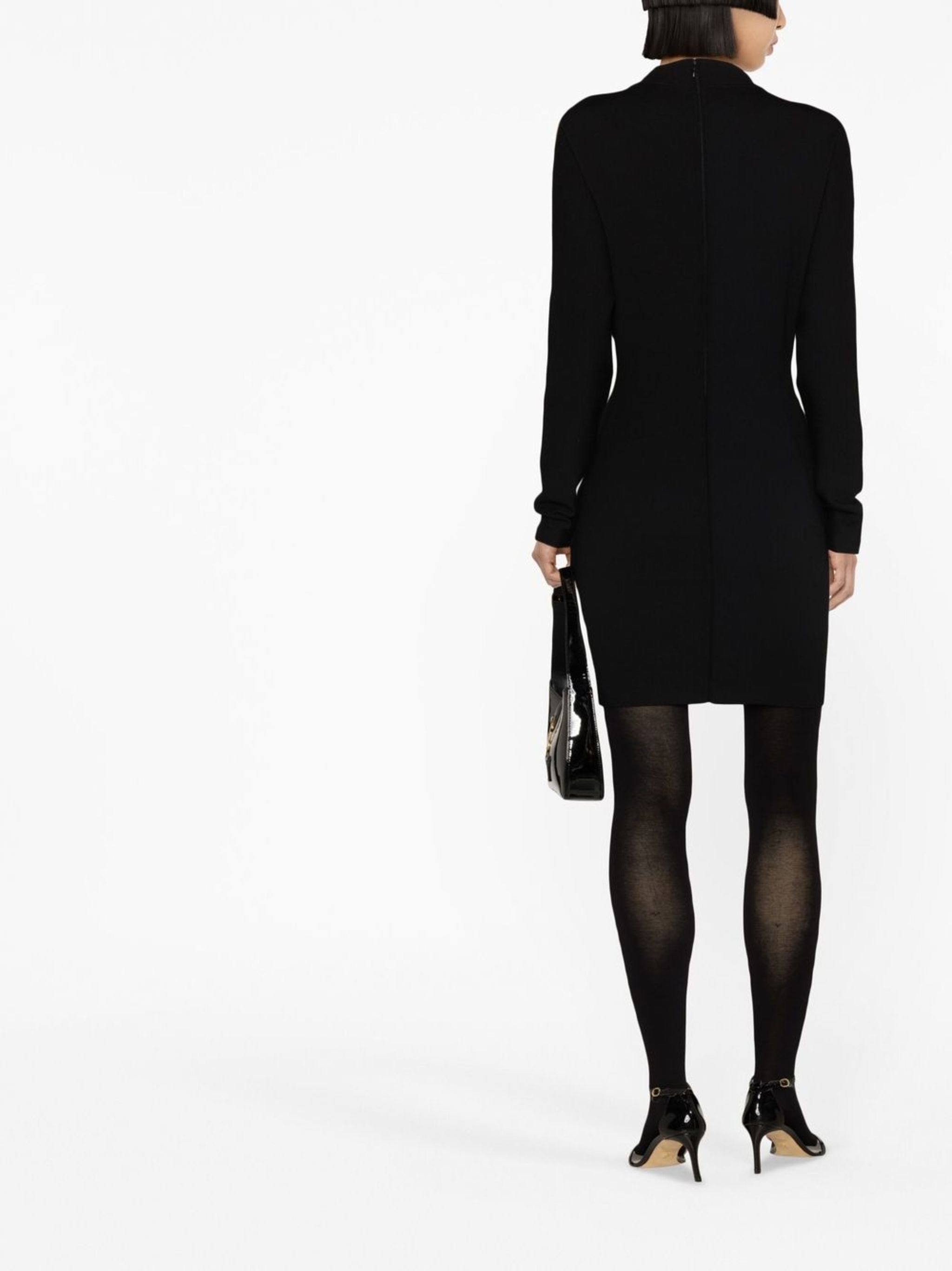 Saint Laurent Paris o1s1wg111124 Roll-Neck Knitted Dress in Black Size S / US 4 / IT 40 - 3 Thumbnail