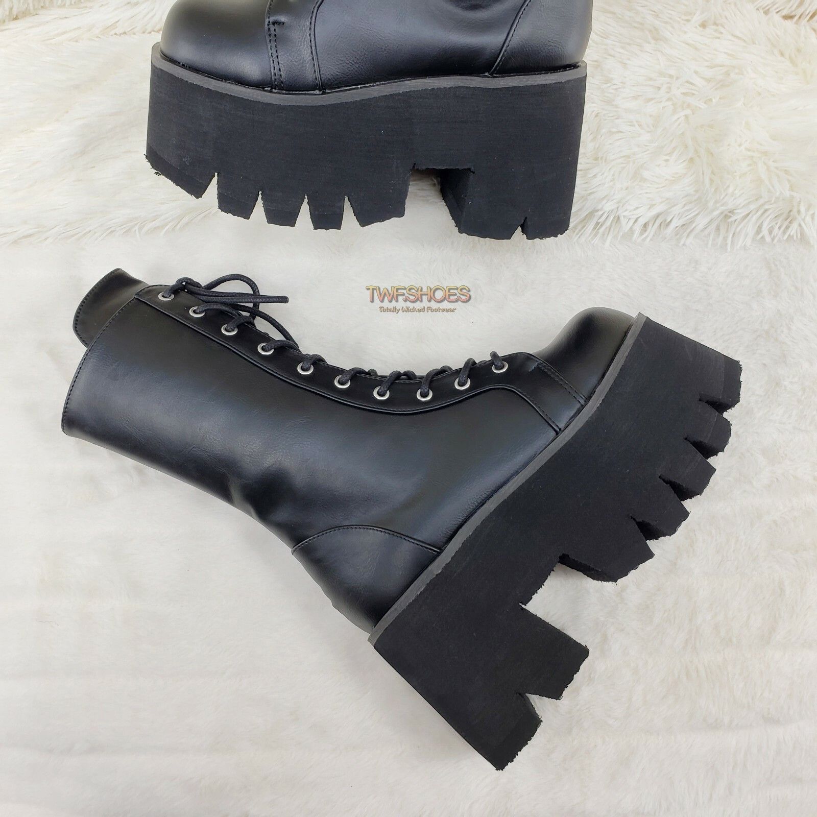Other DEMONIA Ashes 105 Black Matte 3.5" Platform Heel Combat Goth Size US 9 / IT 39 - 2 Thumbnail