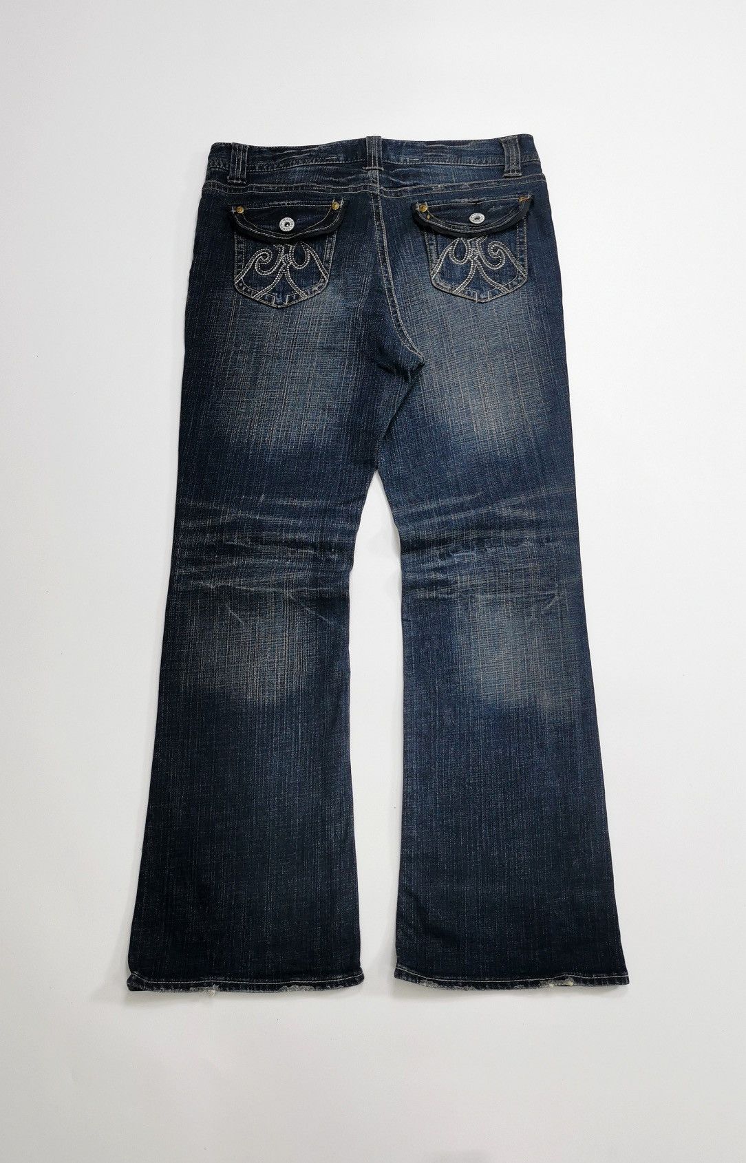 Japanese Brand Oririn Japan Bootcut Tribal Stitch Distressed Jeans Size US 34 / EU 50 - 5 Thumbnail