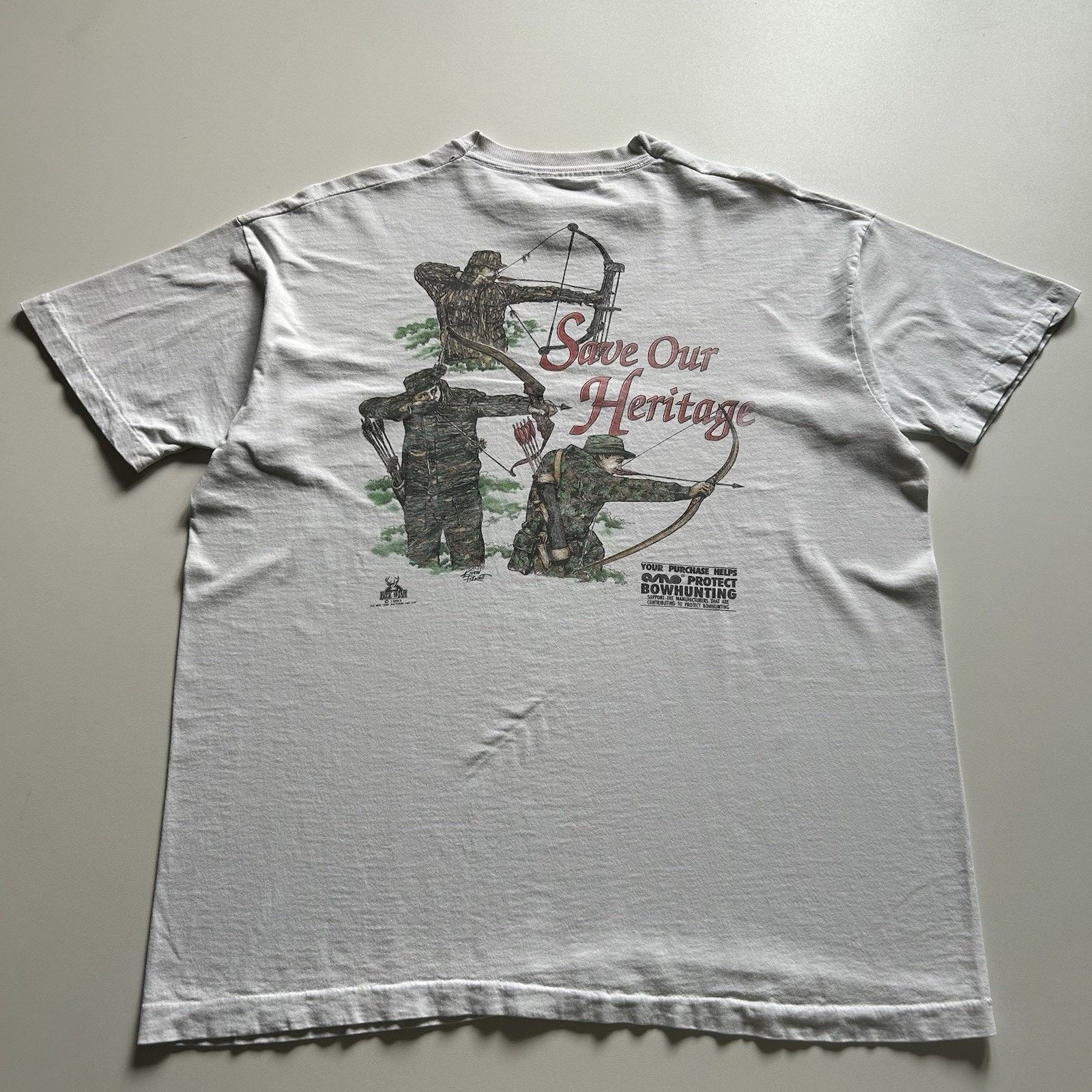 Fruit Of The Loom Vintage 90s Deer Bow Hunting Animal Art T Shirt XL Rare Size US XL / EU 56 / 4 - 1 Thumbnail