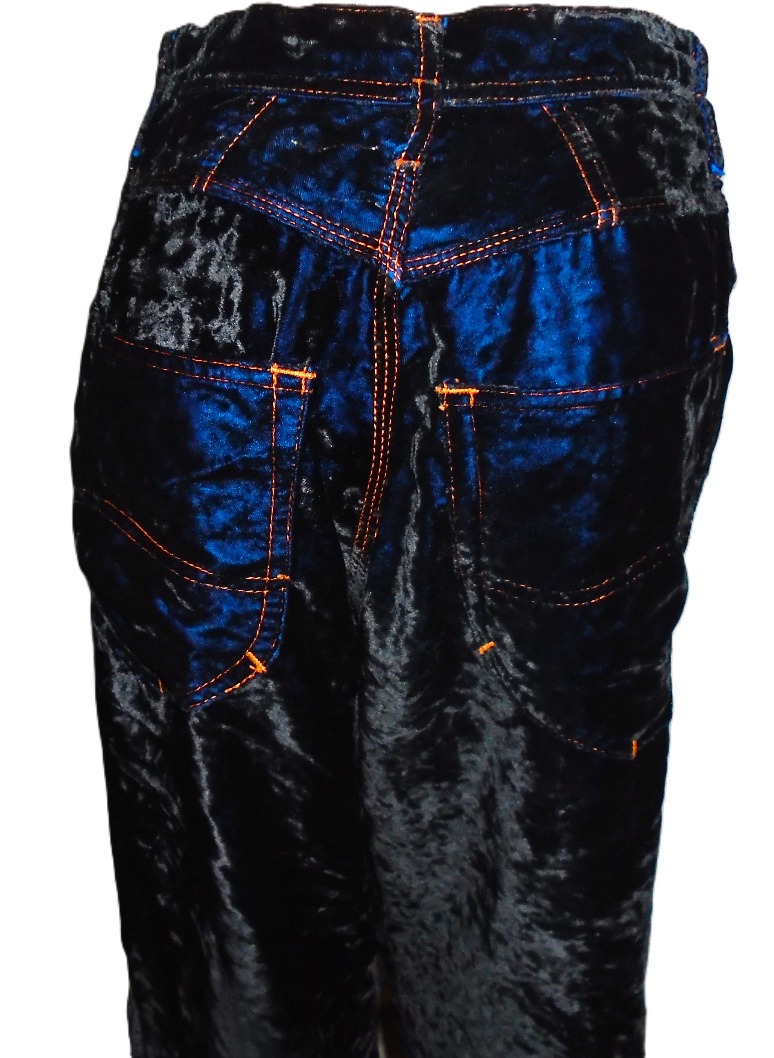 JET SET Vintage Jet Set Royal Blue Black Velvet Pants 28w Size 28" / US 6 / IT 42 - 5 Thumbnail