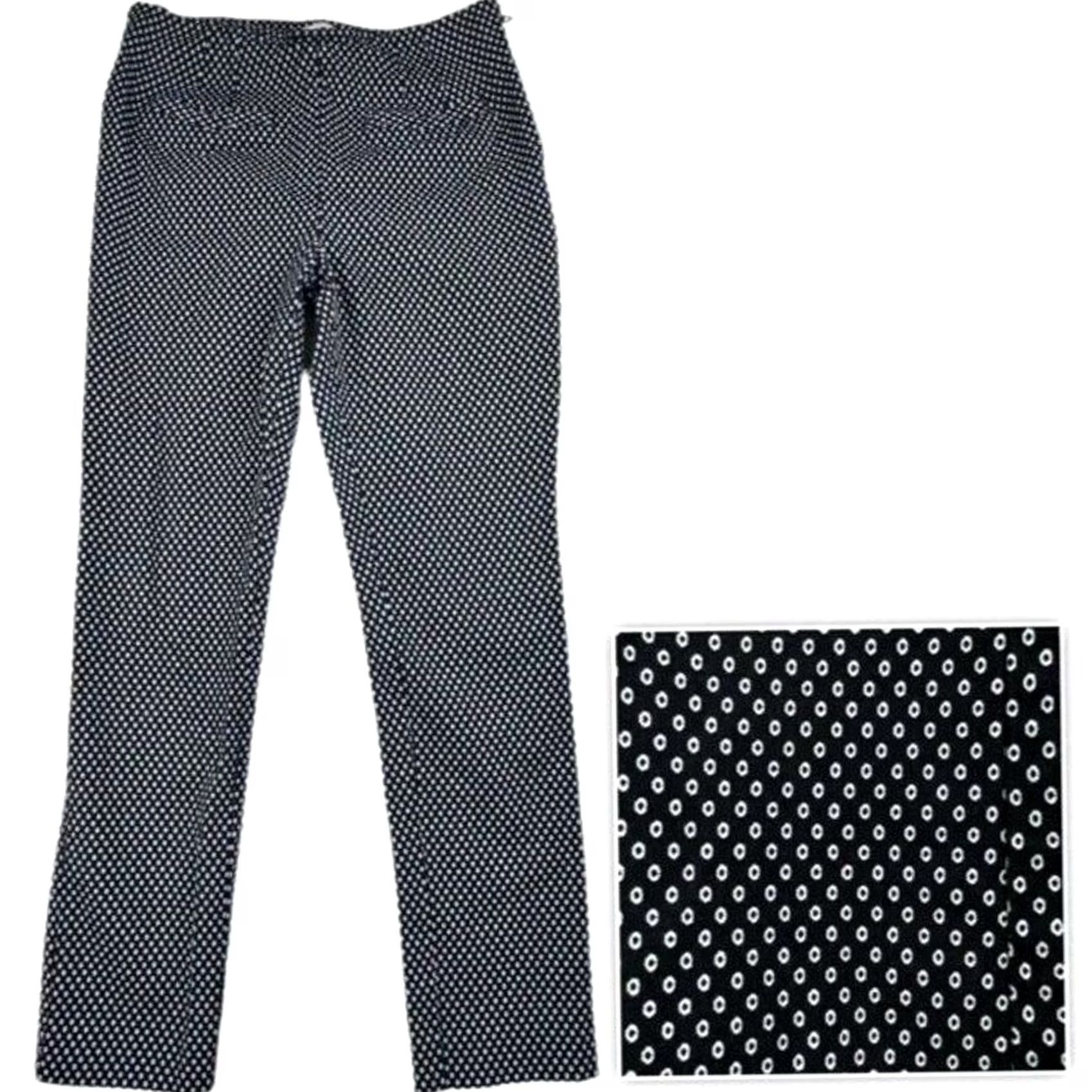Anthropologie VINTAGE Anthropologie Women's The Essential Slim Black Dot Motif Office Pants Sz 14 Size 36" / US 14 / IT 50 - 4 Thumbnail