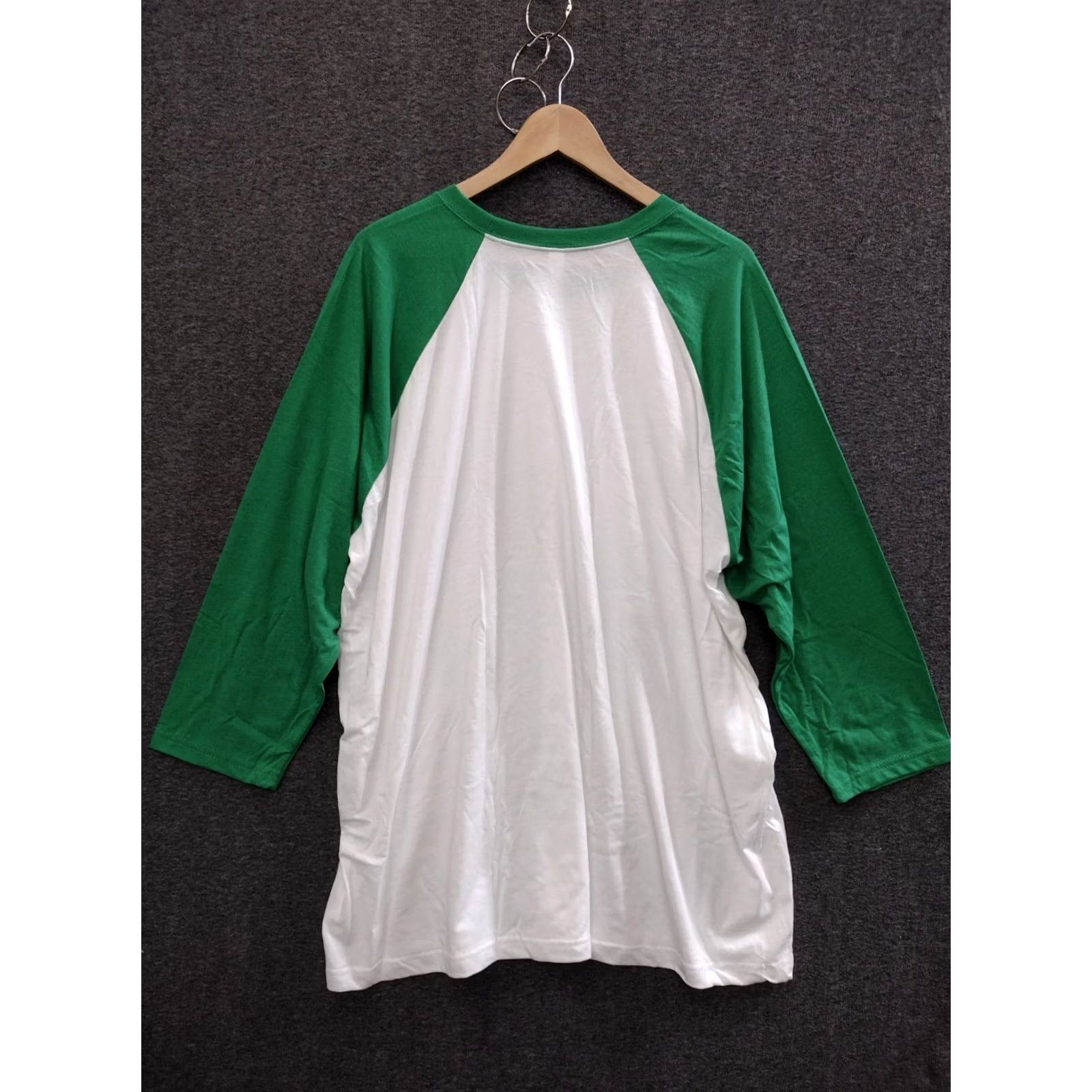 Next Level Next Level T-Shirt Colorblock Raglan 3/4 Sleeve 3XL Green/White Unisex Adults 80s Crew Neck Polyester Blend Size US XXL / EU 58 / 5 - 2 Thumbnail