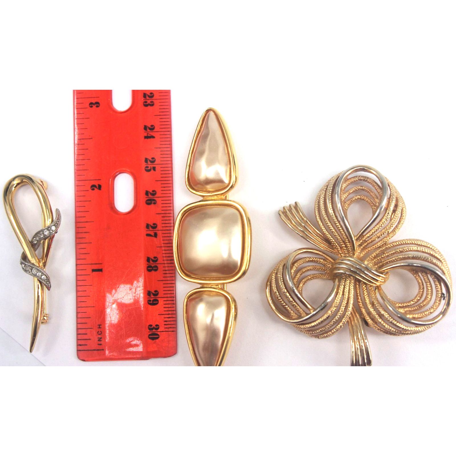 Other 3 VTG Brooches •Napier •Act II Gold Tone Bar Bow Rhinestone Size ONE SIZE - 2 Thumbnail