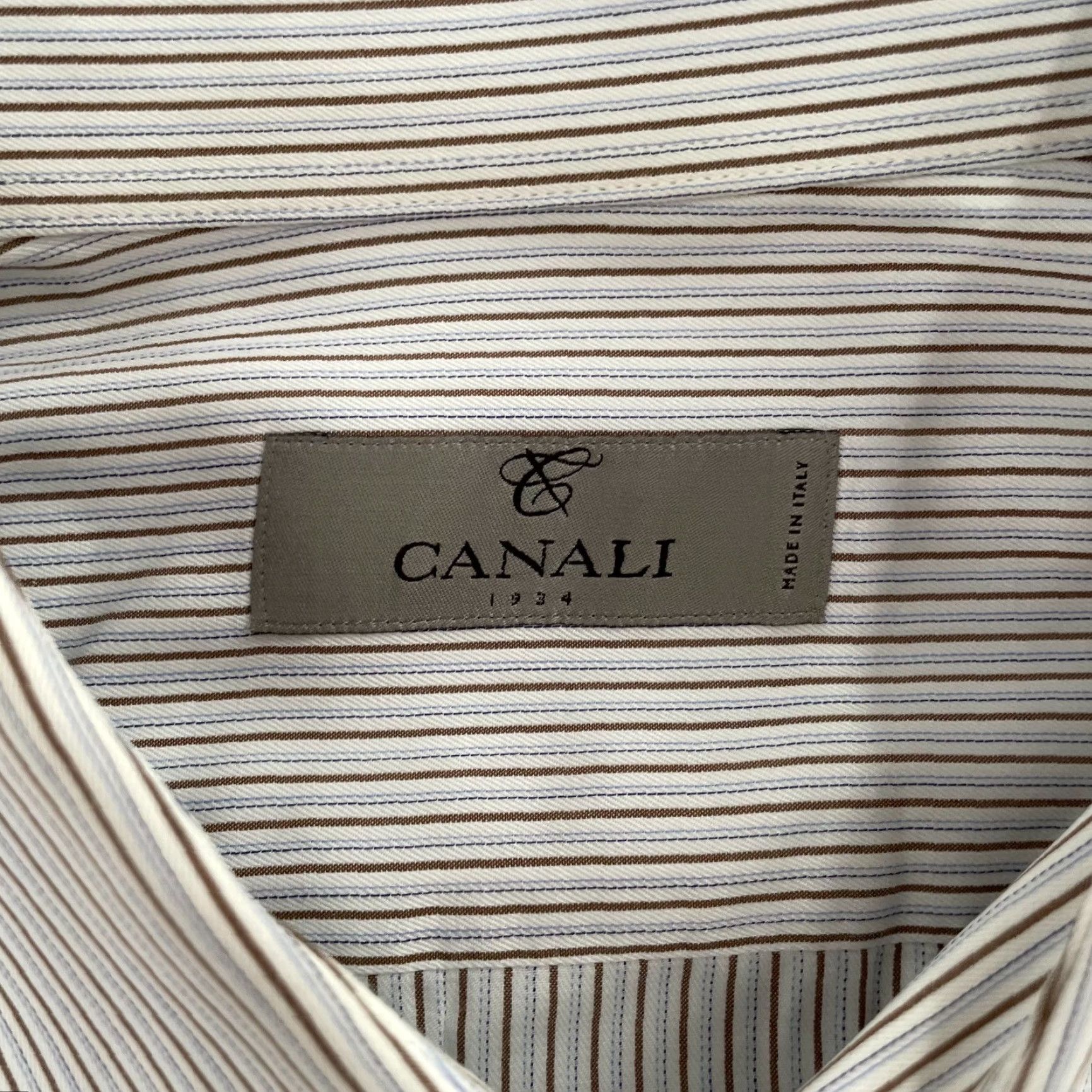Canali Canali Shirt Adult 16.5/42 White Blue Button Up Long Sleeve Cotton Italy Mens L Shirt Size US L / EU 52-54 / 3 - 4 Thumbnail