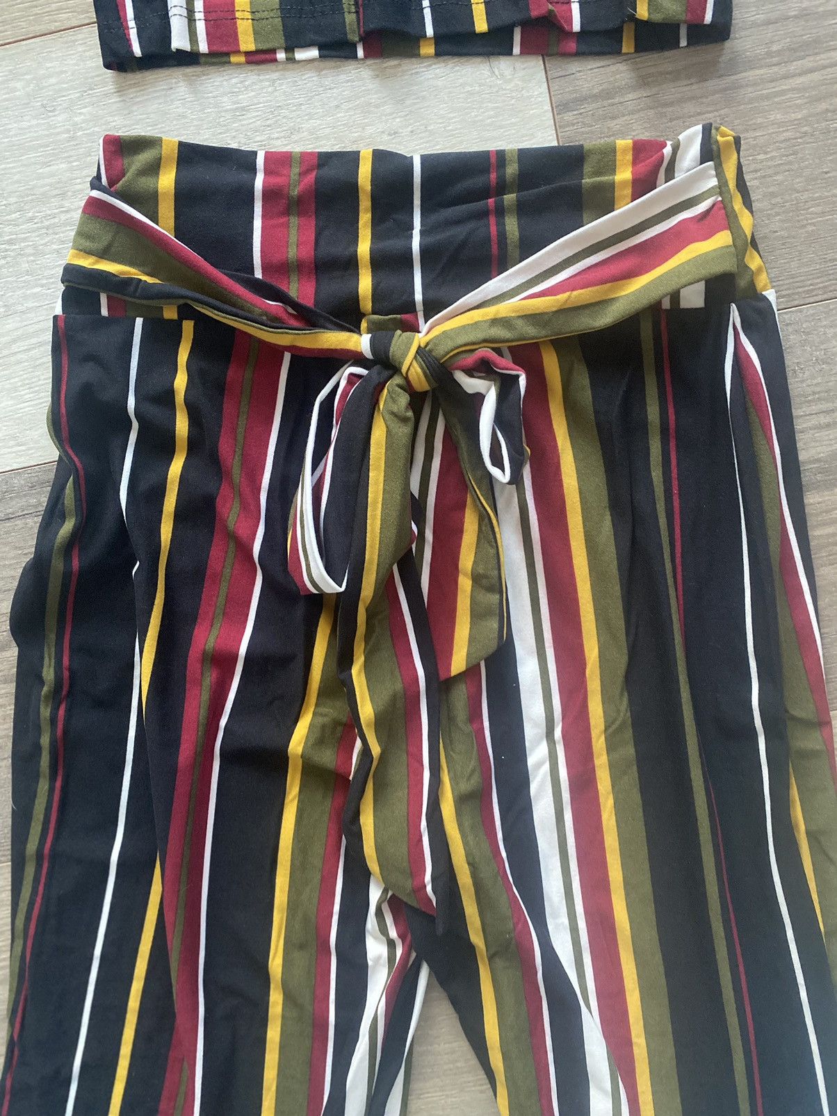 Other 2 PCS MULTI STRIPE CROP TOP HIGH RISE PANT SET SIZE M Size 26" / US 2 / IT 38 - 3 Thumbnail