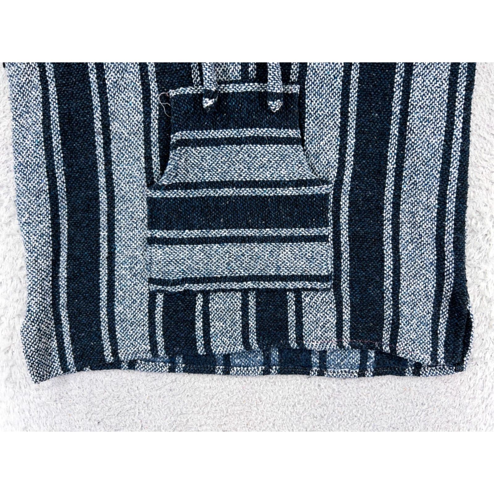 Vintage Baja Hoodie Men XL Blue Stripe Pocket Sweater Drug Rug Poncho Mexico Hooded Pullover All Seasons Casual Cardi B Size US XL / EU 56 / 4 - 5 Thumbnail