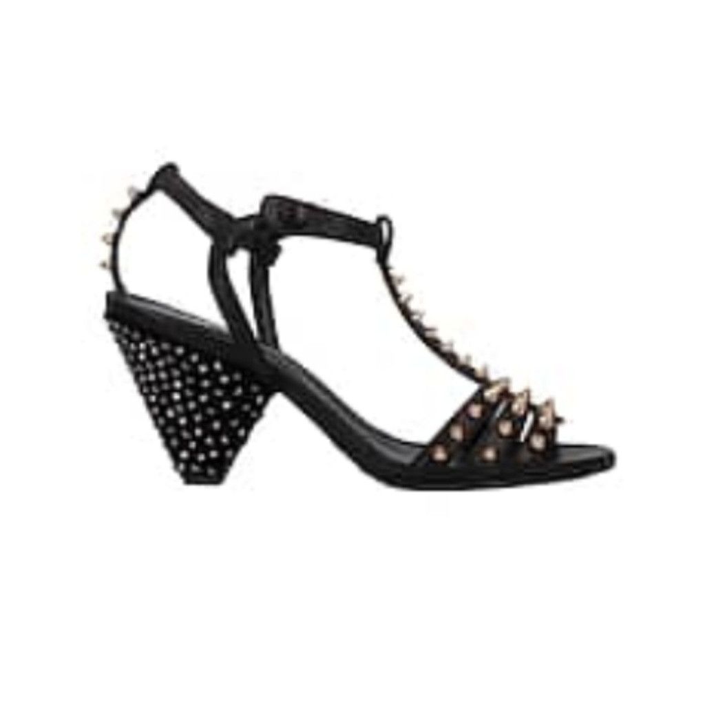 TWINSET Twin-Set Black and Gold Strappy Heels Size US 7 / IT 37 - 1 Thumbnail