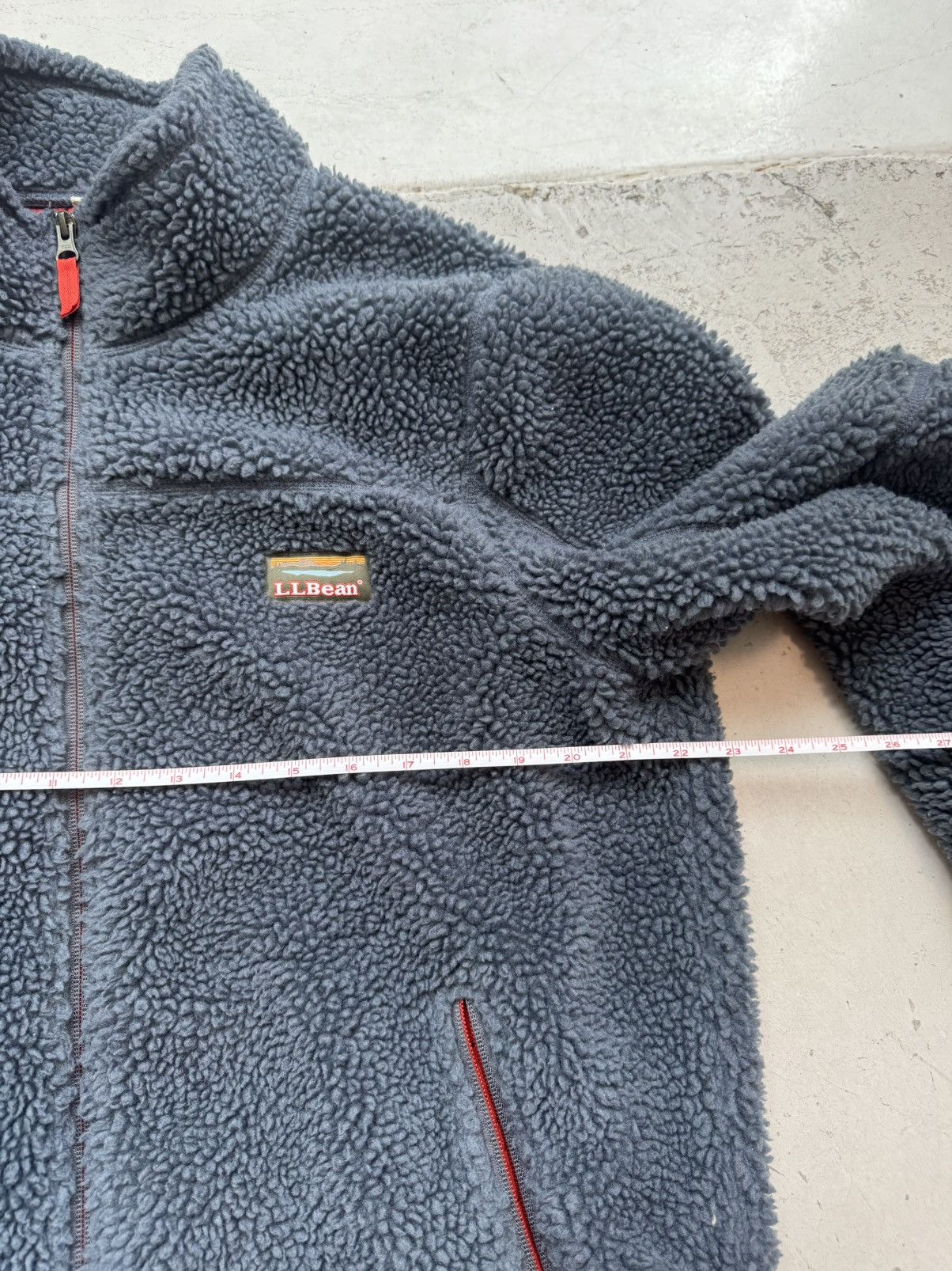 L.L. Bean L.L. Bean Deep Pile Sherpa Fleece Full Zip Navy Blue Red Zip Size US L / EU 52-54 / 3 - 3 Thumbnail
