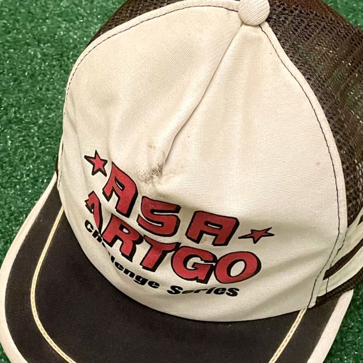 Vintage VINTAGE Hat Mens One Size Three Stripe Trucker ASA ARTGO Challenge Series Rare VTG Made USA Size ONE SIZE - 6 Thumbnail