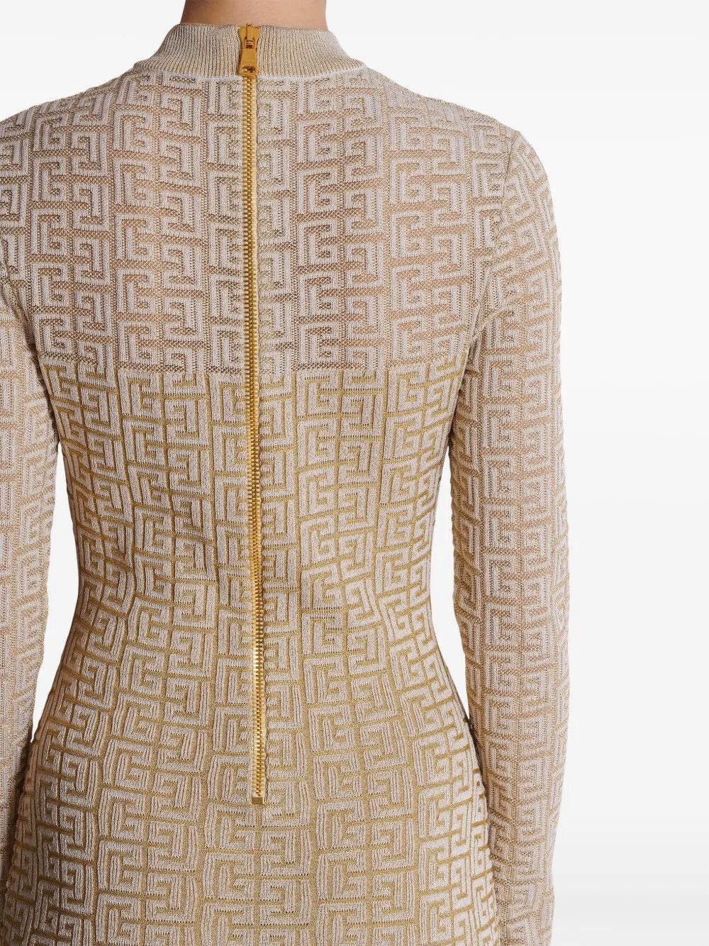 Balmain o1s1wg111225 Jacquard Woven Dress in Beige Size M / US 6-8 / IT 42-44 - 6 Thumbnail
