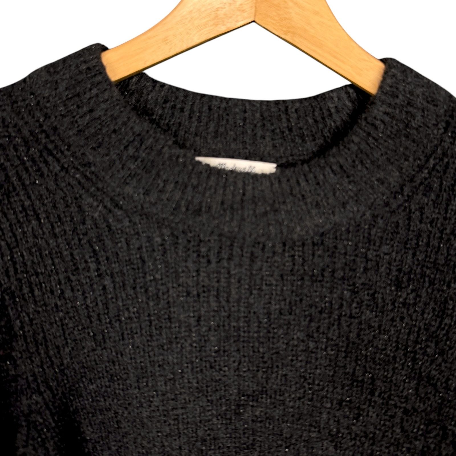 Madewell Madewell Women's Large Black Ribbed Funnel Neck Sweater Size L / US 10 / IT 46 - 7 Thumbnail