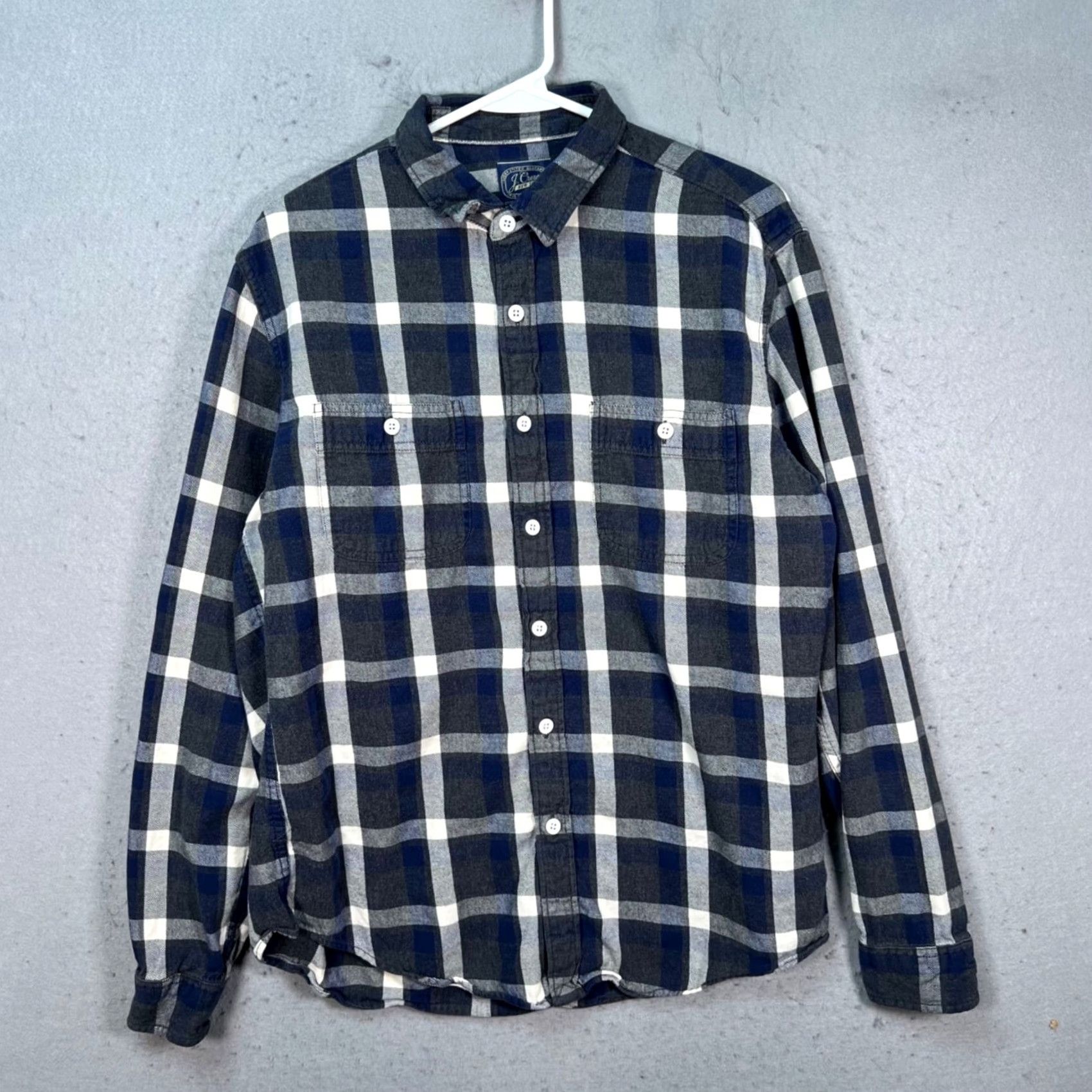 J.Crew J.CREW Mens Size Large Blue & White Plaid Slim Fit Button-Up Flannel Shirt Size US L / EU 52-54 / 3 - 2 Thumbnail