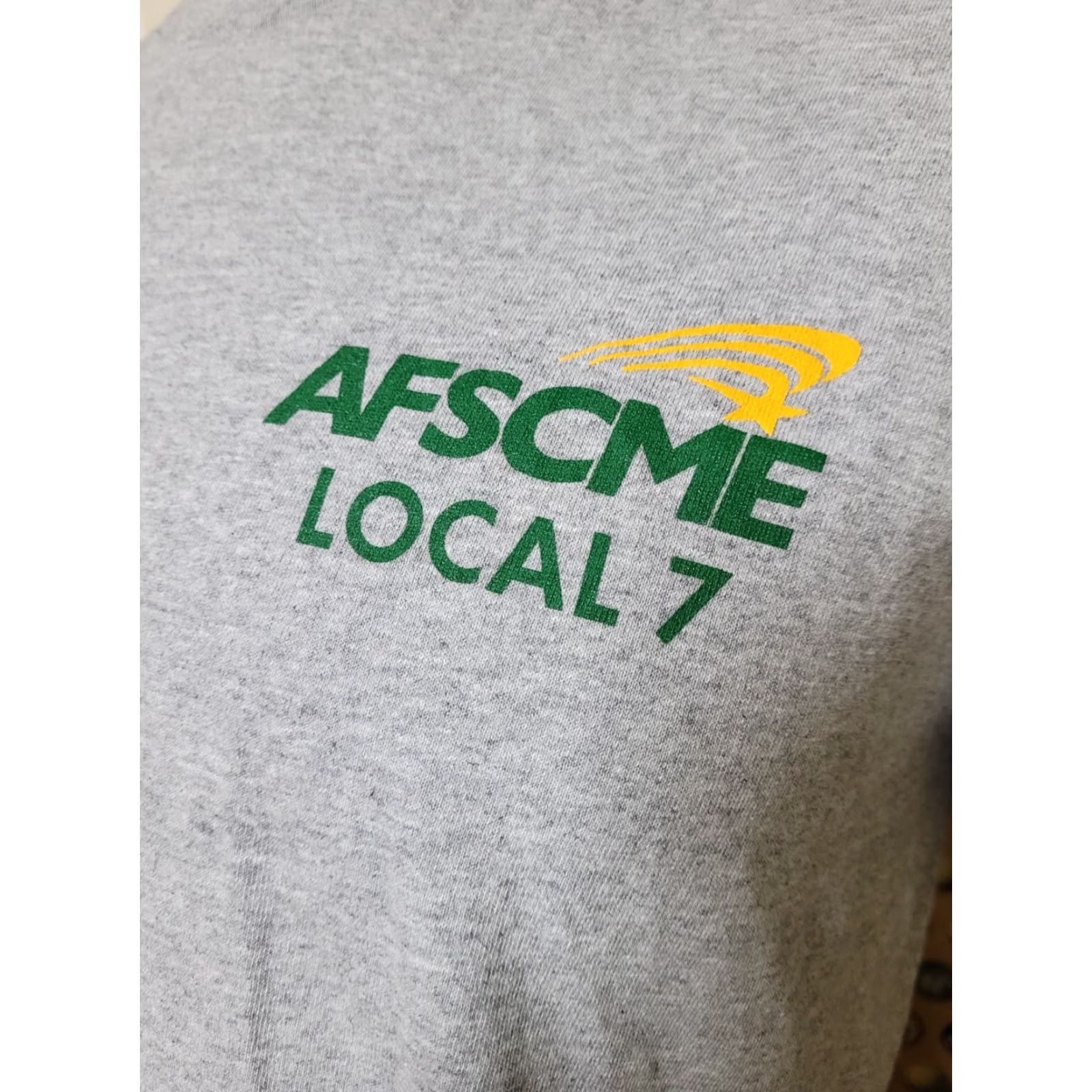 Vintage AFSCME Local 7 Toledo OH T Shirt Large Bayside 90% Cotton 10% Polyester Union Graphic Print Men Crew Neck Short Sleeve Gray/Bayside Regular L Size US L / EU 52-54 / 3 - 3 Thumbnail