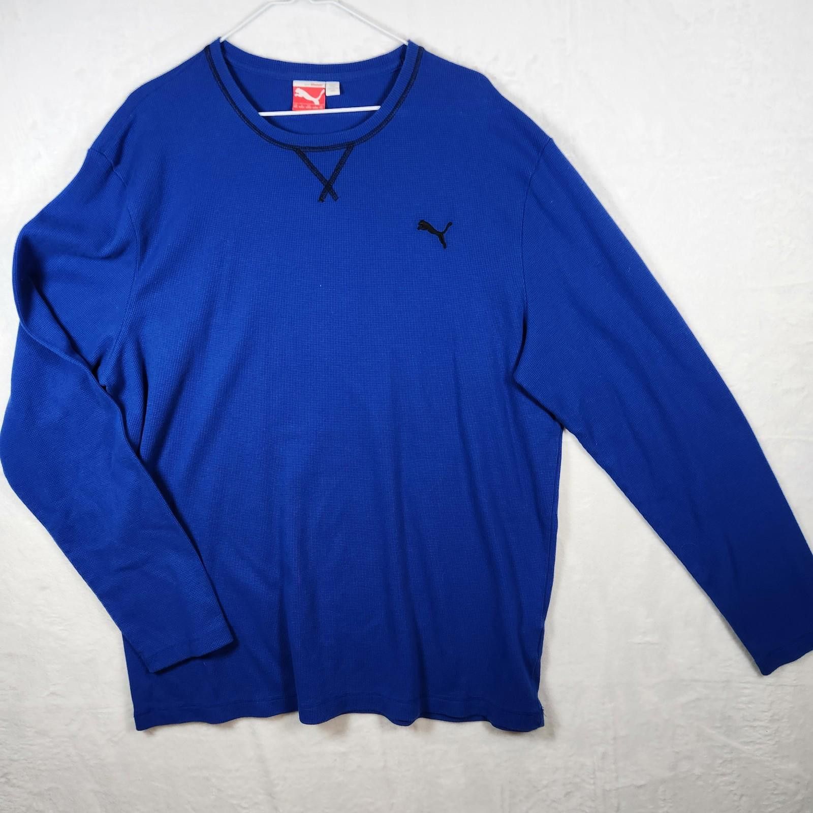 Puma Puma Waffle Knit Blue Long Sleeve Shirt Size 2XL Size US XXL / EU 58 / 5 - 1 Thumbnail