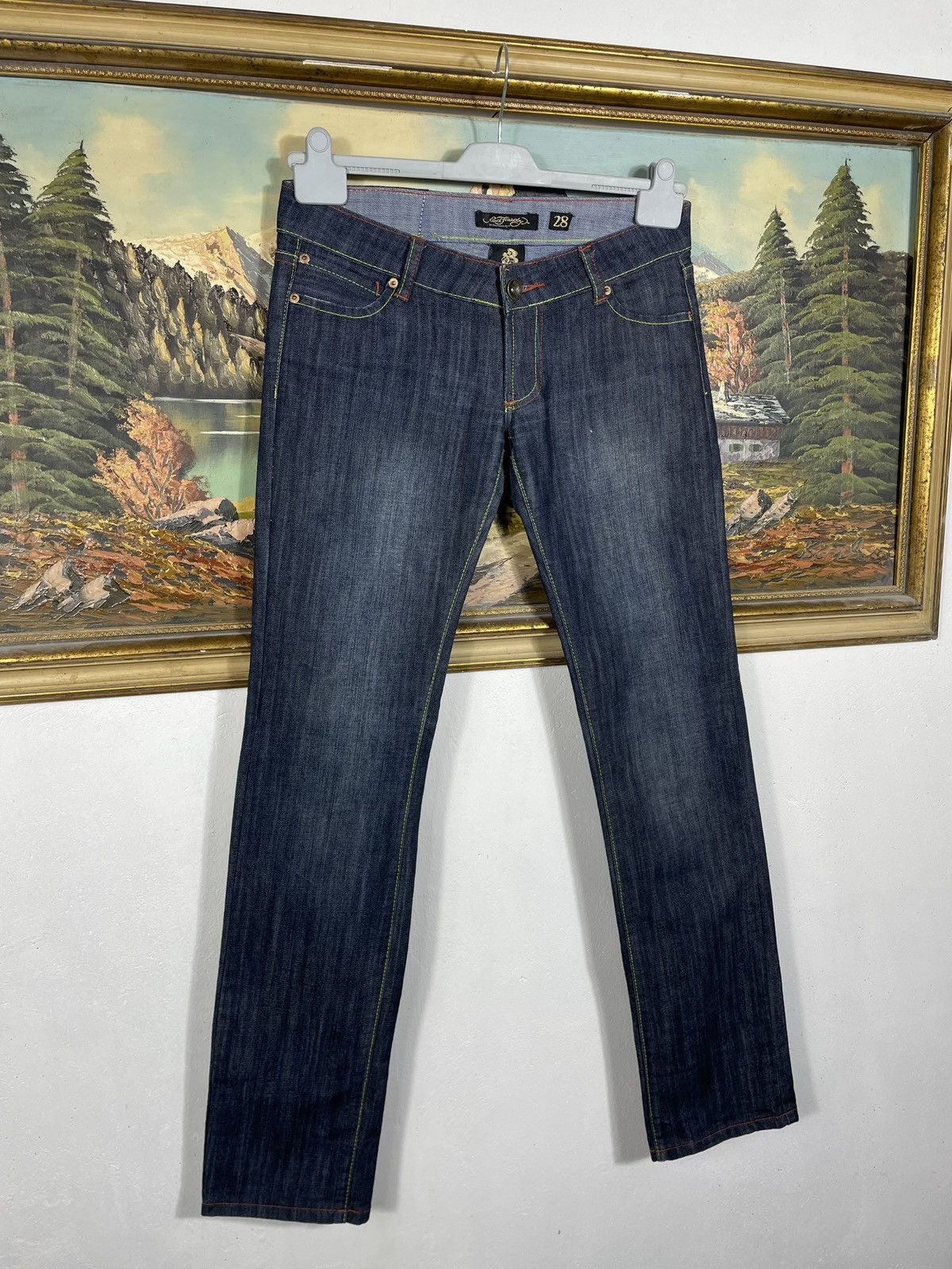 Ed Hardy × Vintage Ed Hardy Vintage Y2k Low Rise Denim Trousers Jeans Drip Swag Size 28" / US 6 / IT 42 - 3 Thumbnail