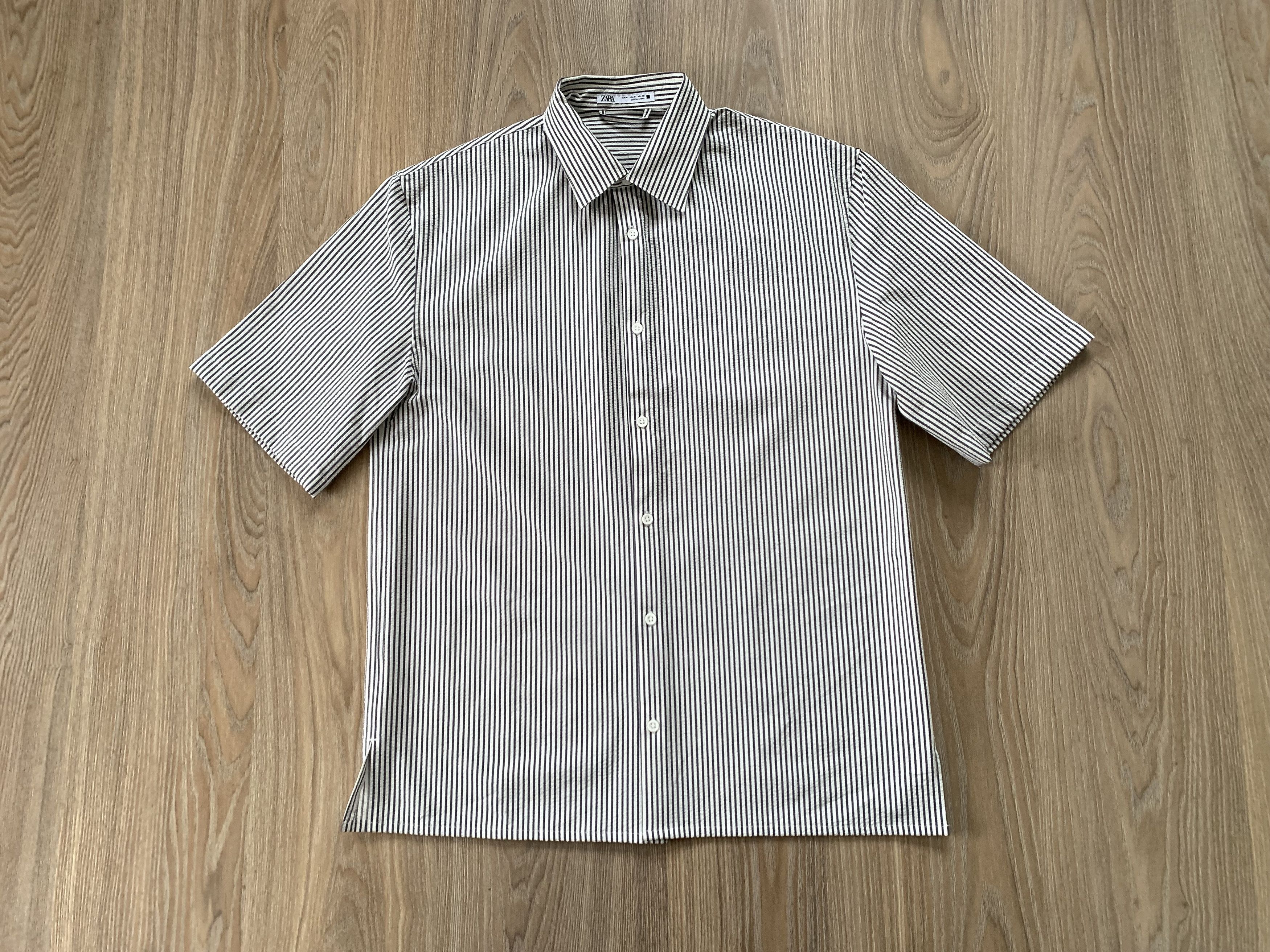 Zara Zara Short Sleeve Seersucker Stripe Shirt Size US M / EU 48-50 / 2 - 2 Thumbnail