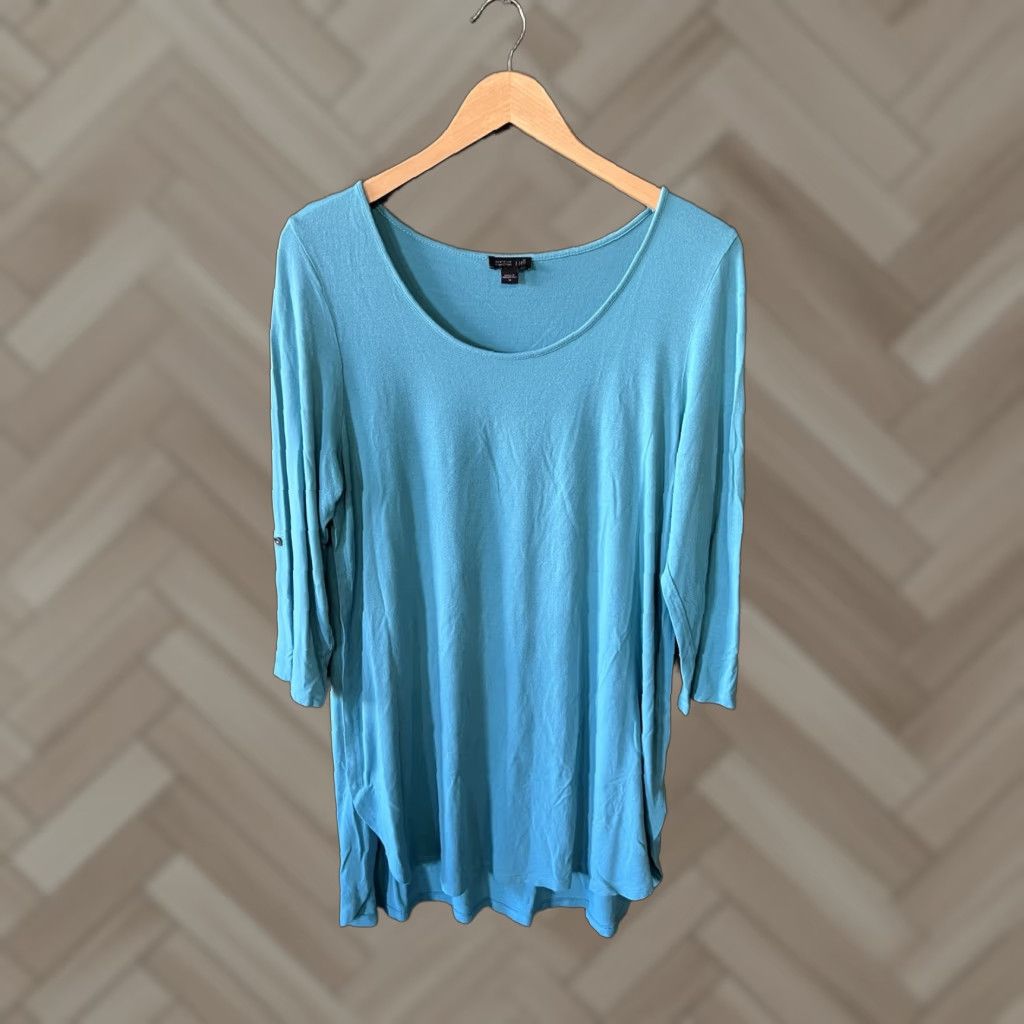 J. Jill J. Jill Womens Blouse Shirt 3/4 Sleeve Round Neck Blue Medium Size M / US 6-8 / IT 42-44 - 1 Thumbnail