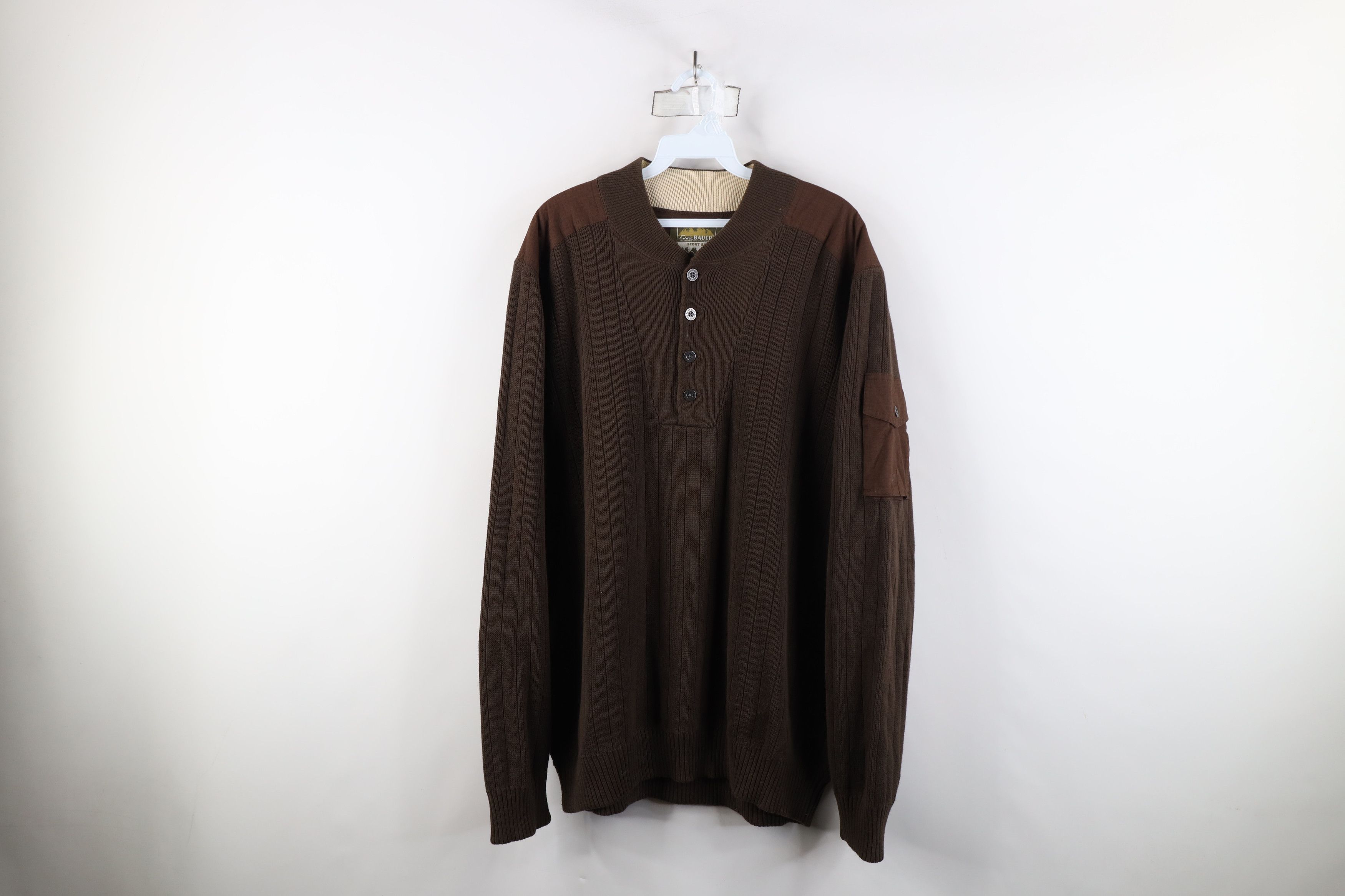 Eddie Bauer × Vintage Vintage Eddie Bauer Heavyweight Knit Commando Sweater Brown Size US XL / EU 56 / 4 - 1 Thumbnail