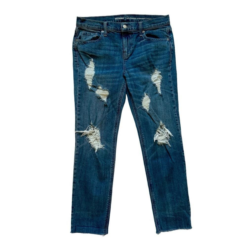 Old Navy Old Navy tattered straight cut jeans Size 27" / US 4 / IT 40 - 1 Thumbnail