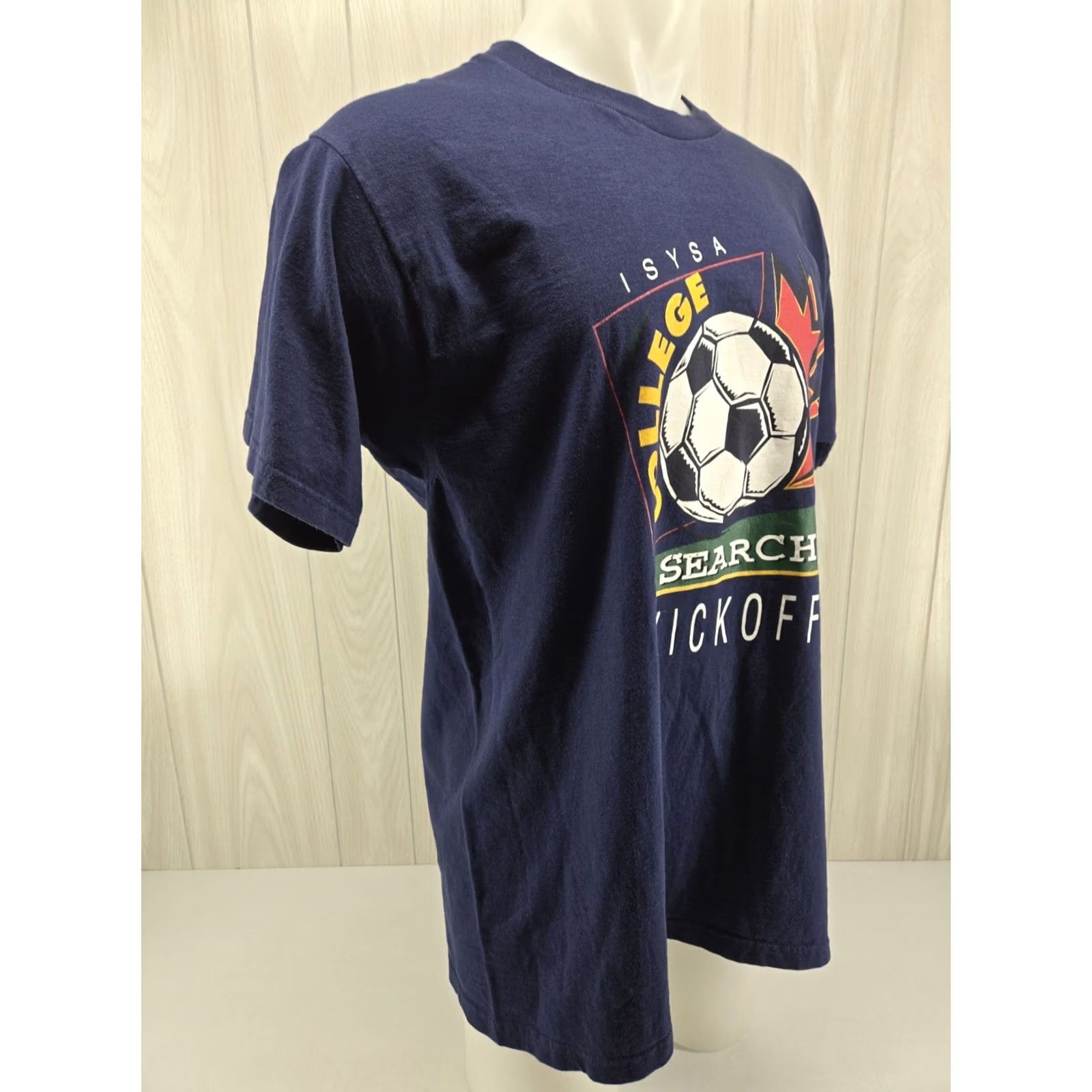 Fruit Of The Loom VINTAGE Fruit of the Loom Soccer T-Shirt Mens XL Navy ISYSA College Search Kickoff Shirt Size US XL / EU 56 / 4 - 6 Thumbnail
