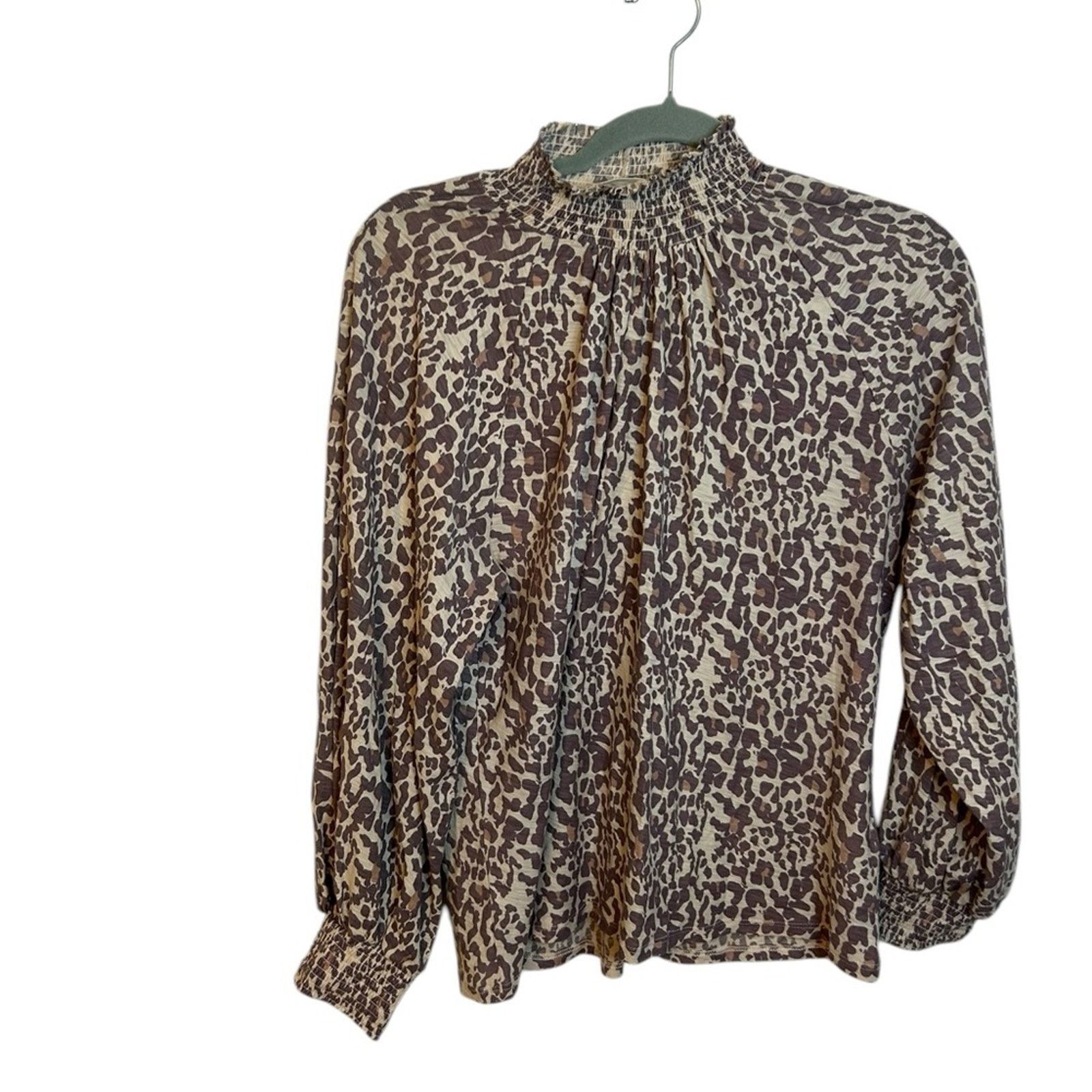 Nation LTD Nation LTD. Melanie Animal Print Smocked Peasant Tee Size M / US 6-8 / IT 42-44 - 1 Thumbnail