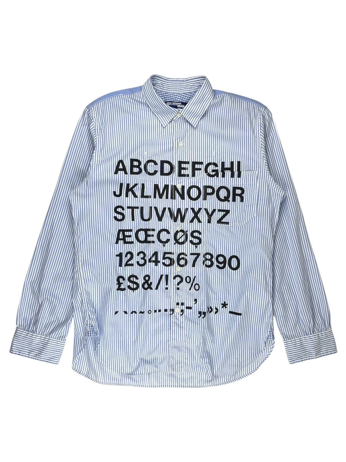 Pre-owned Comme Des Garcons X Junya Watanabe Ss21 Junya Watanabe Alphabet Poem Print Button Up Shirt In Blue